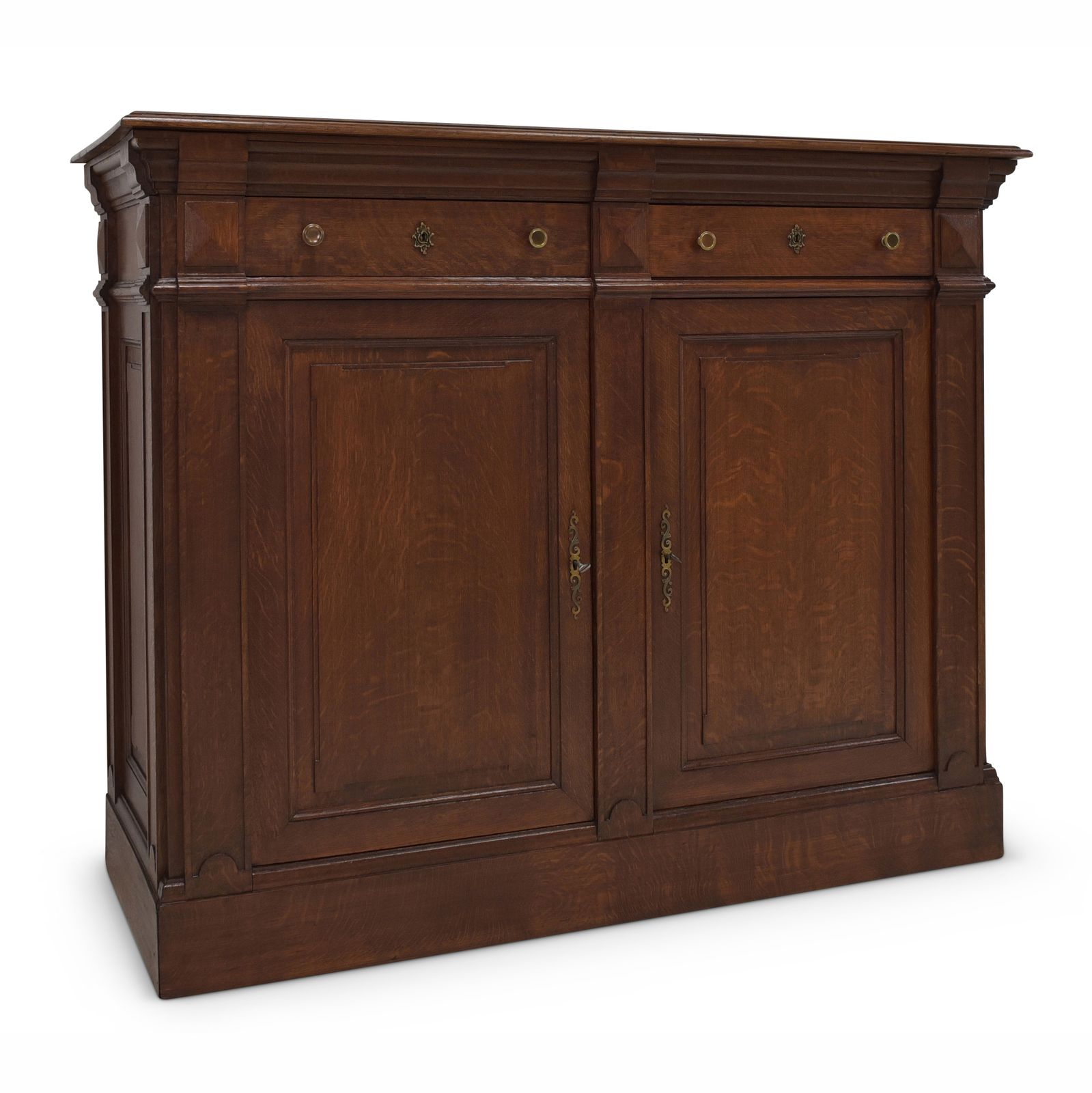 Antique! Restored Tall Chest Of Drawers, Gründerzeit Style, Solid Oak, Cabinet, Sideboard