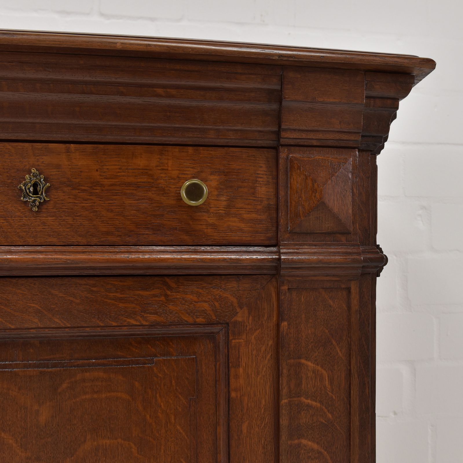 Antique! Restored Tall Chest Of Drawers, Gründerzeit Style, Solid Oak, Cabinet, Sideboard photo vintage