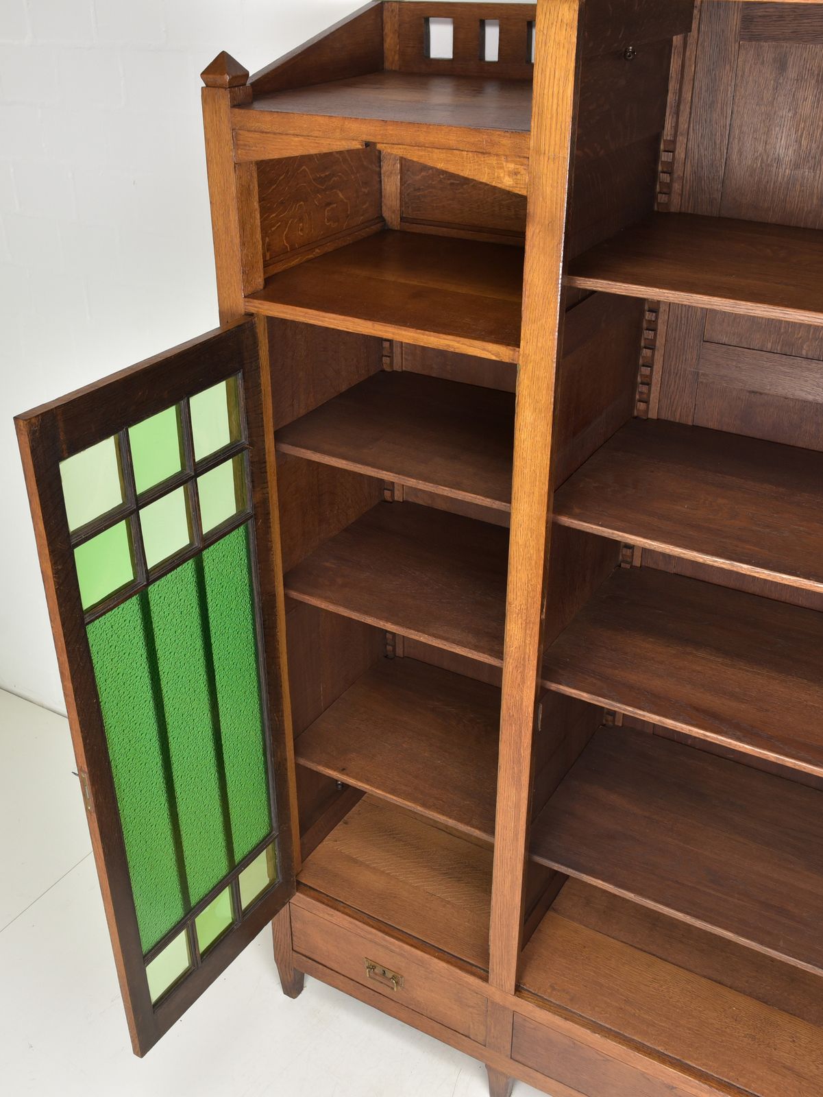 Antique! Large Restored Art Nouveau Oak Display Cabinet/Bookcase photo Furniture