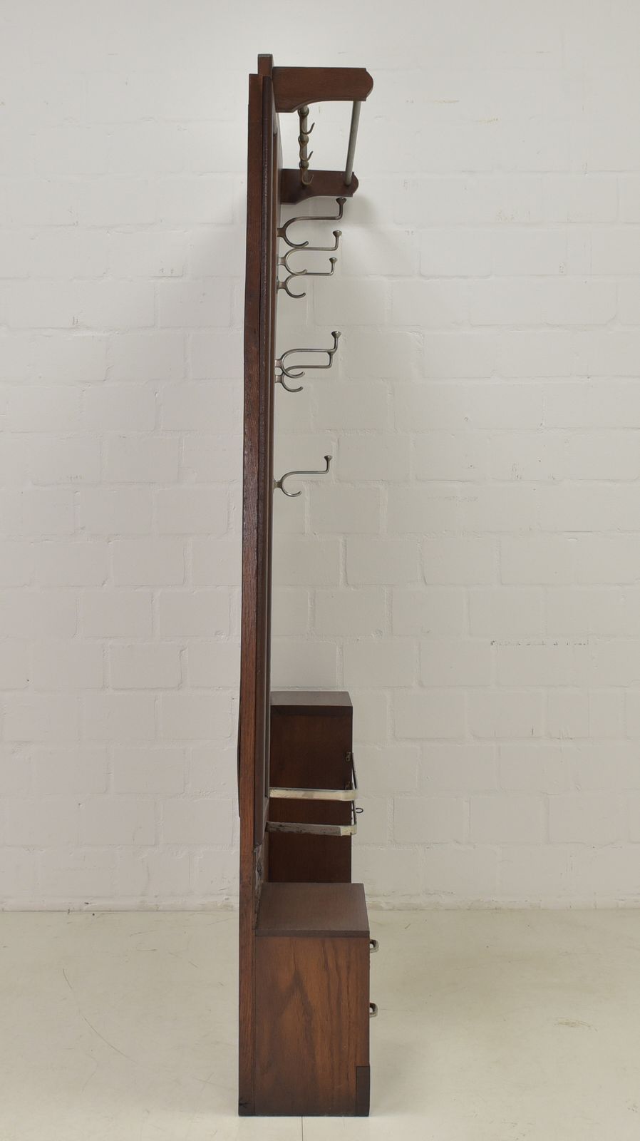 photo for sale Antique! Asymmetrical Art Deco Wardrobe, Restored Circa 1940, Oak, Chrome, Mirror