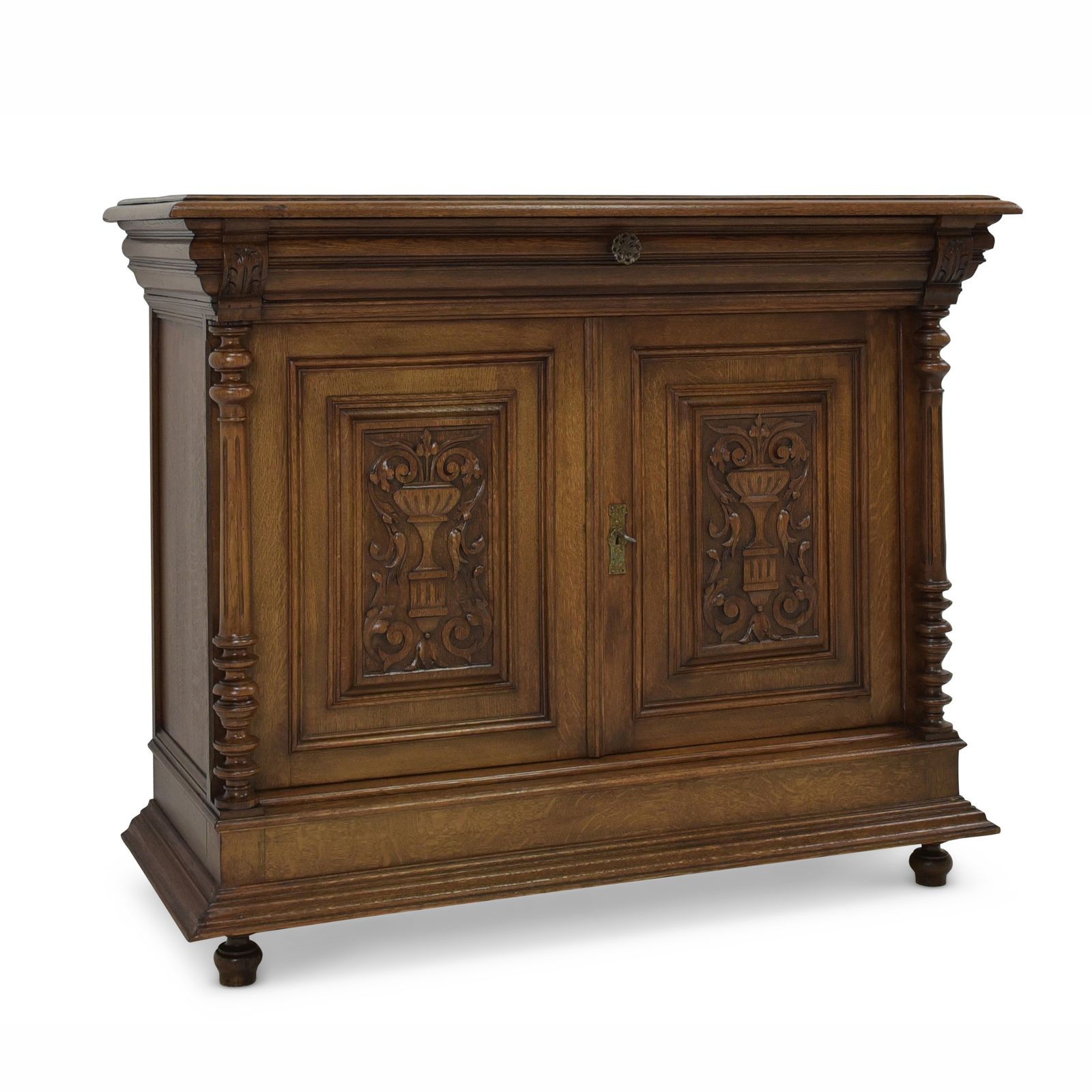 Antique! Restored Solid Oak Chest Of Drawers/Sideboard, Gründerzeit Style Cabinet