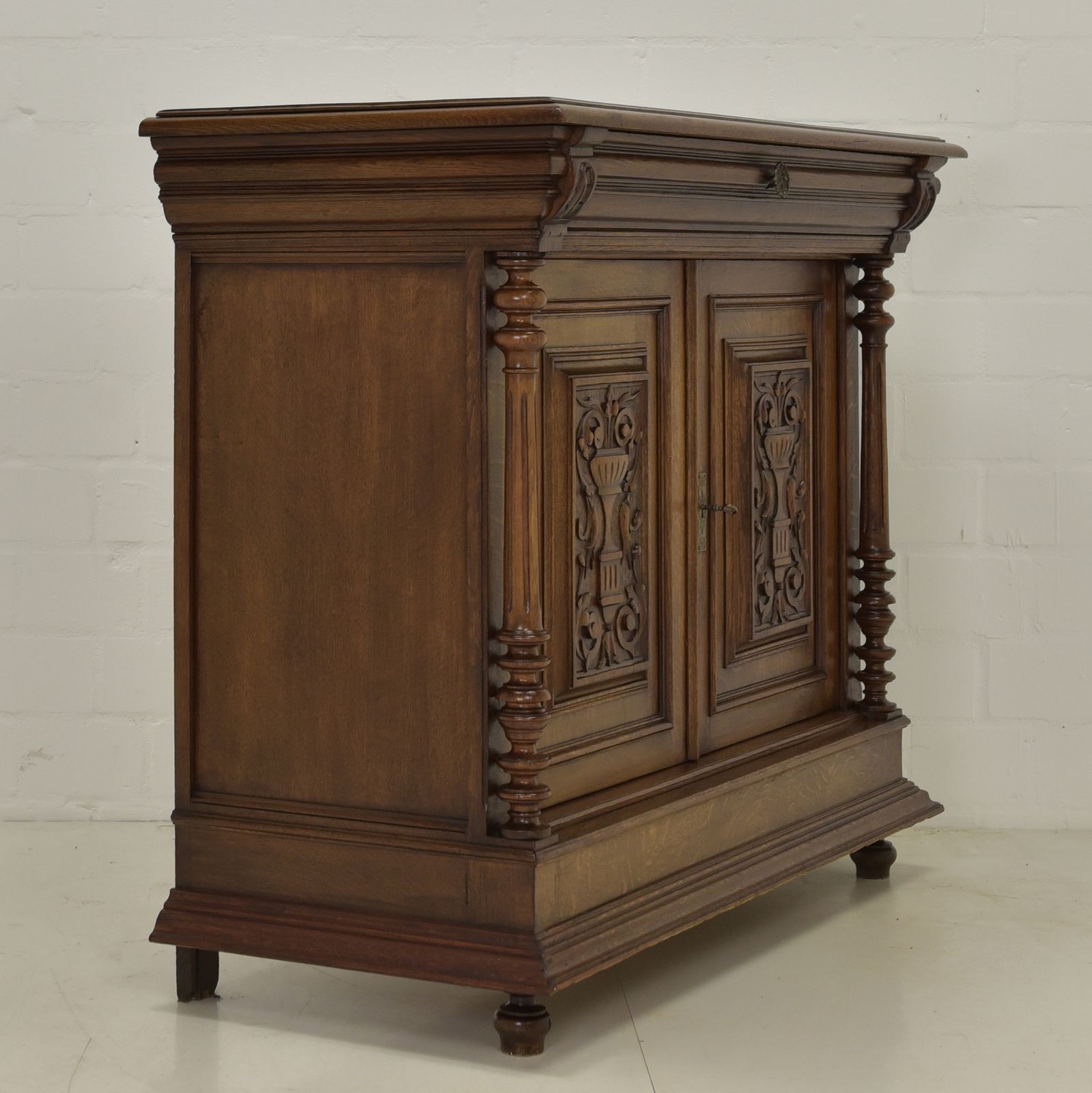 Furniture Antique! Restored Solid Oak Chest Of Drawers/Sideboard, Gründerzeit Style Cabinet photo