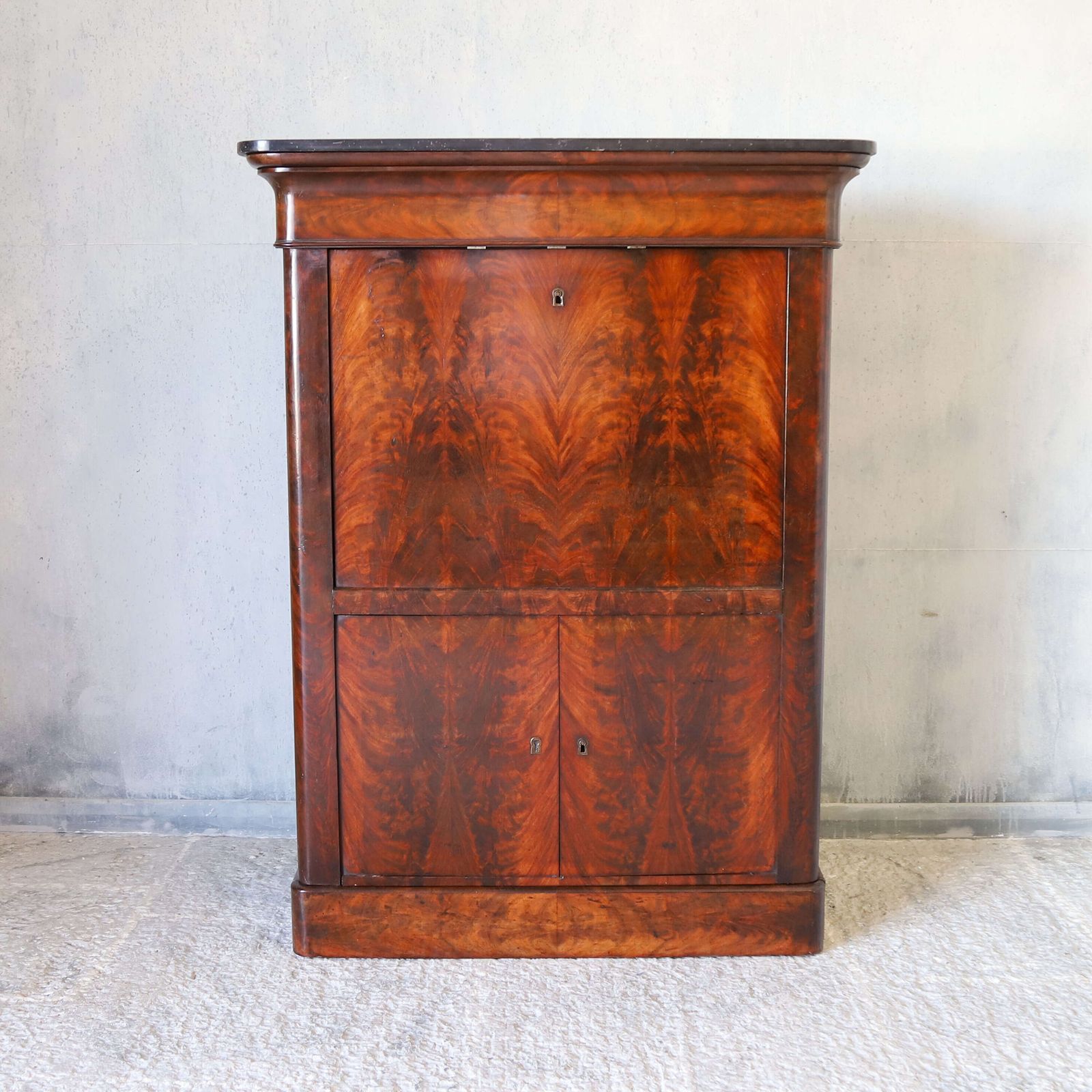 19th C All Original French Secrétaire à Abattant Cabinet   Marble Top & Secret Drawers photo furniture