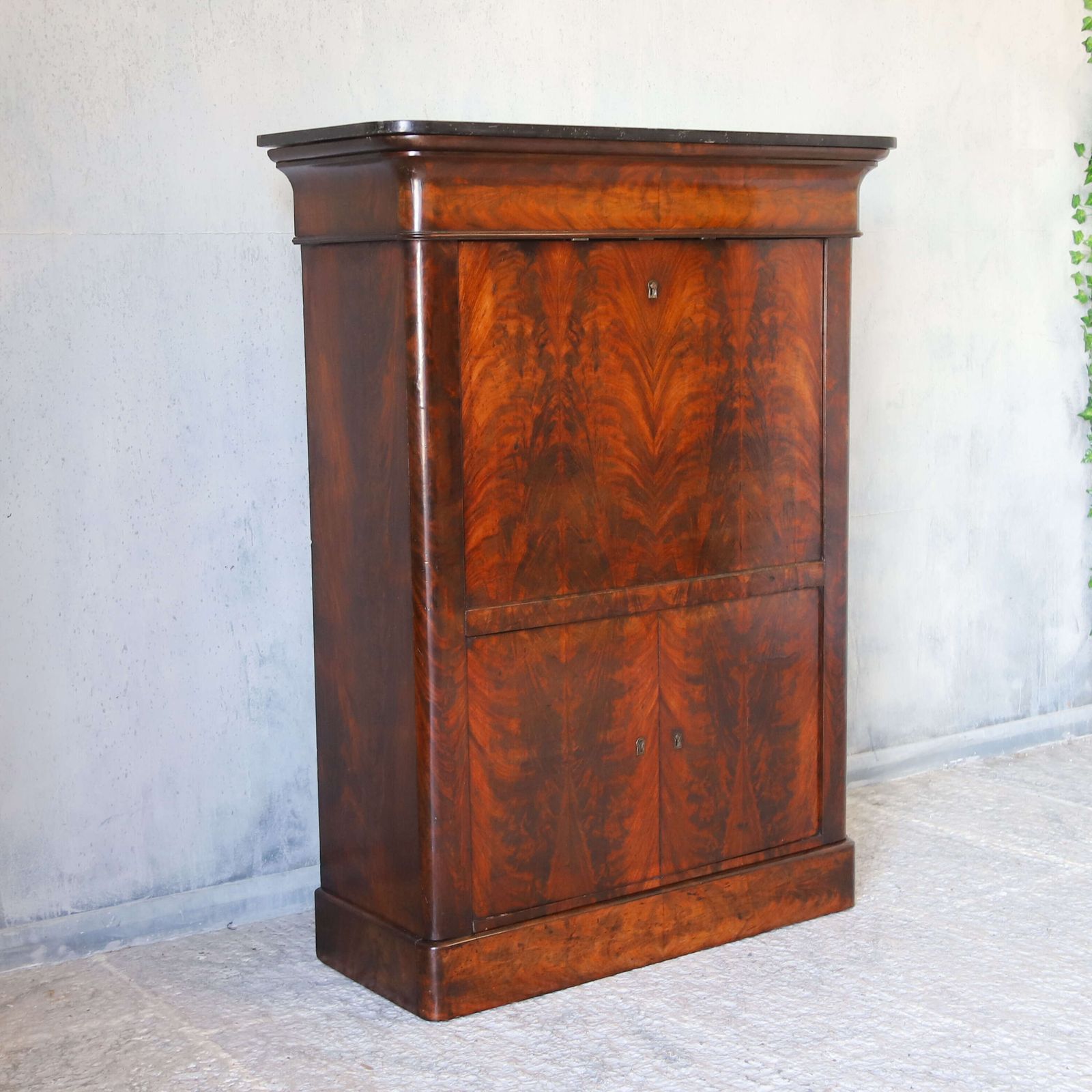 19th C All Original French Secrétaire à Abattant Cabinet   Marble Top & Secret Drawers photo for sale