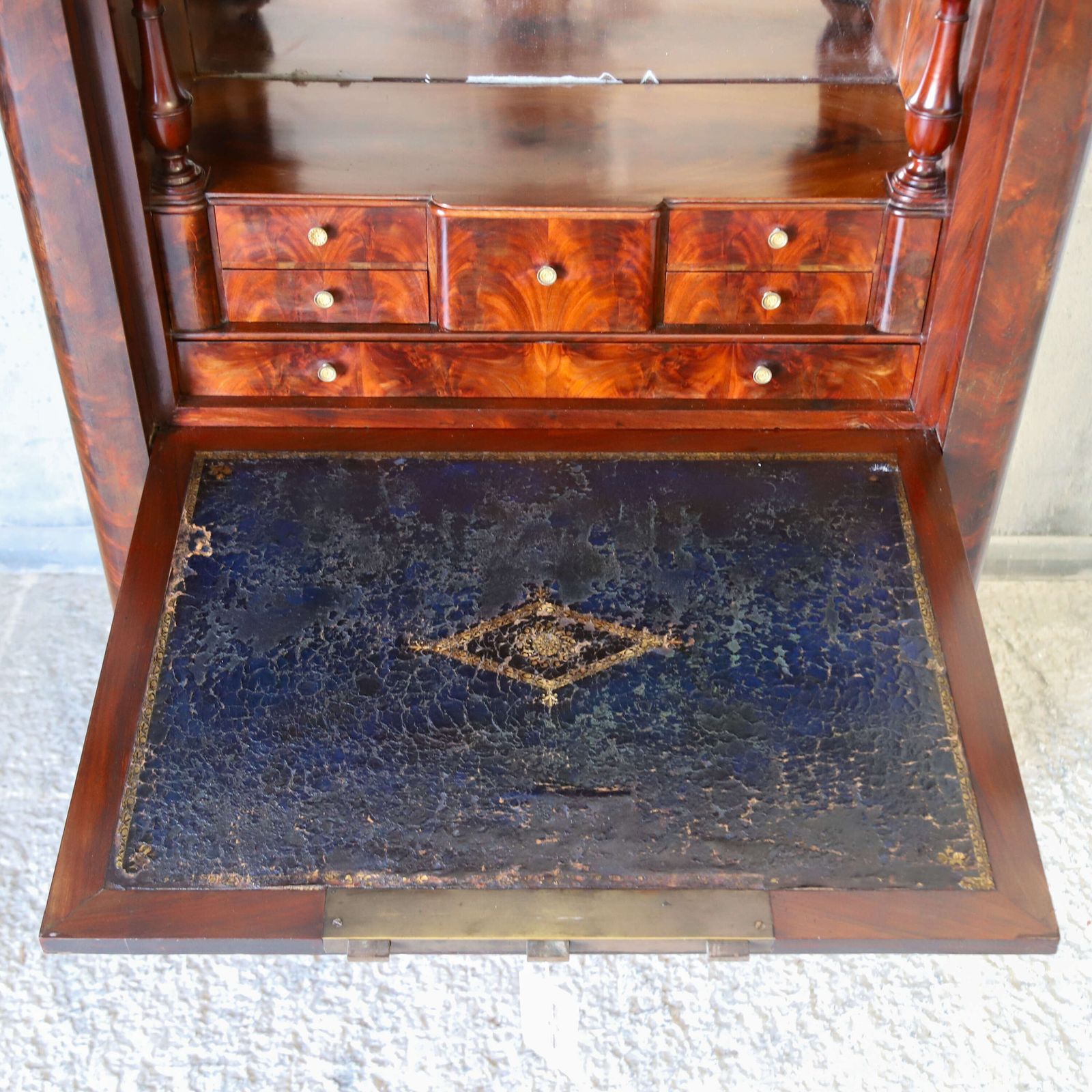 19th C All Original French Secrétaire à Abattant Cabinet   Marble Top & Secret Drawers photo 2250.0