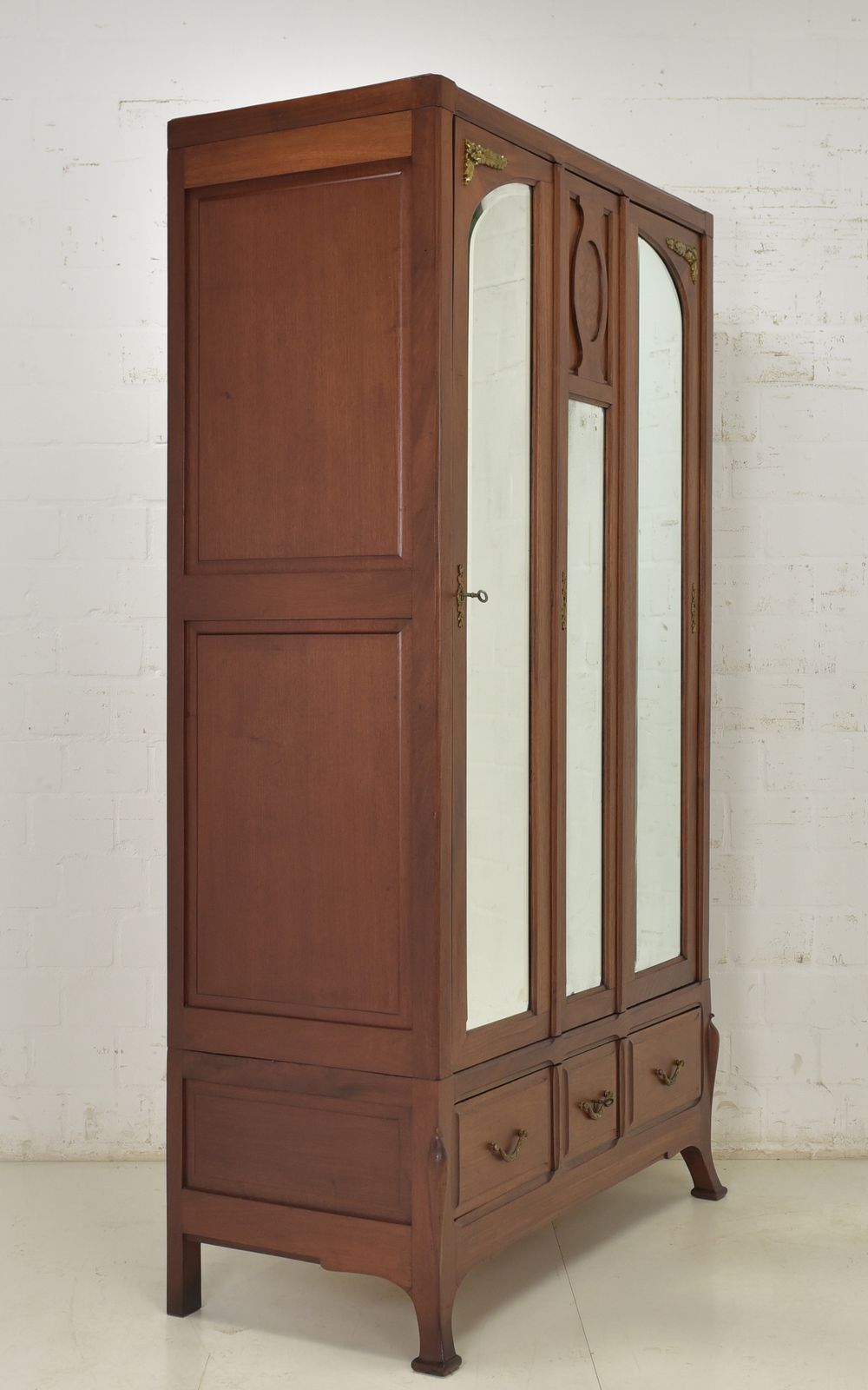 photo for sale Antique! Restored Art Nouveau Wardrobe, Solid Mahogany, Narrow, For Bedroom