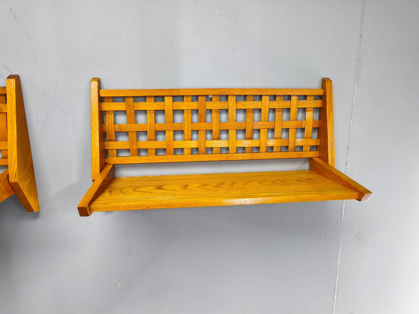 Pair Of Mid Century Folding Wall Shelves By Uluv, Czechoslovakia 1960s photo for sale