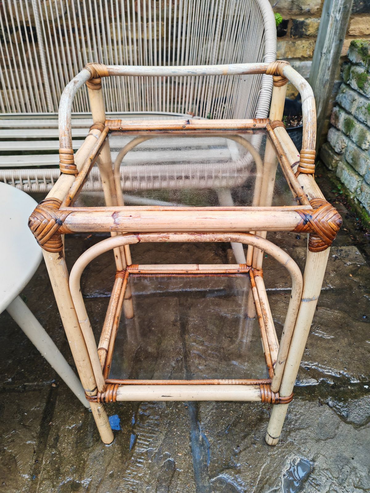 photo furniture A Pair Ofmid Century Bamboo And Glass Side Tables