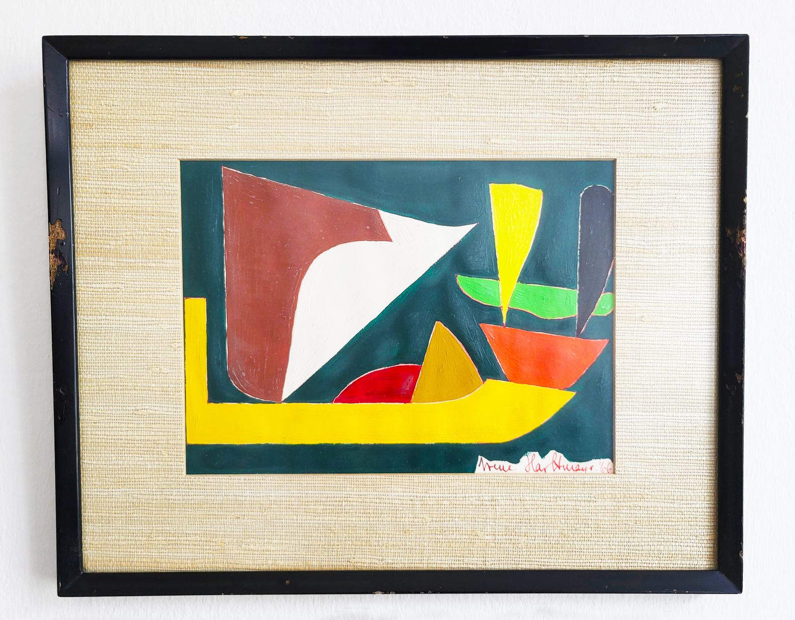 Mid Century Modern Abstract Paintings By Irene Hartlmayer, Set Of 3 photo for sale