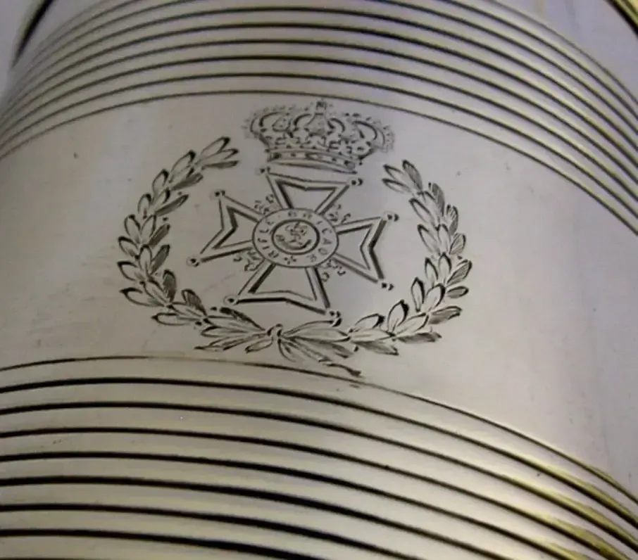 Tankard en argent massif sterling, Rifle Brigade, guerres napoléoniennes, 1829, Gramont