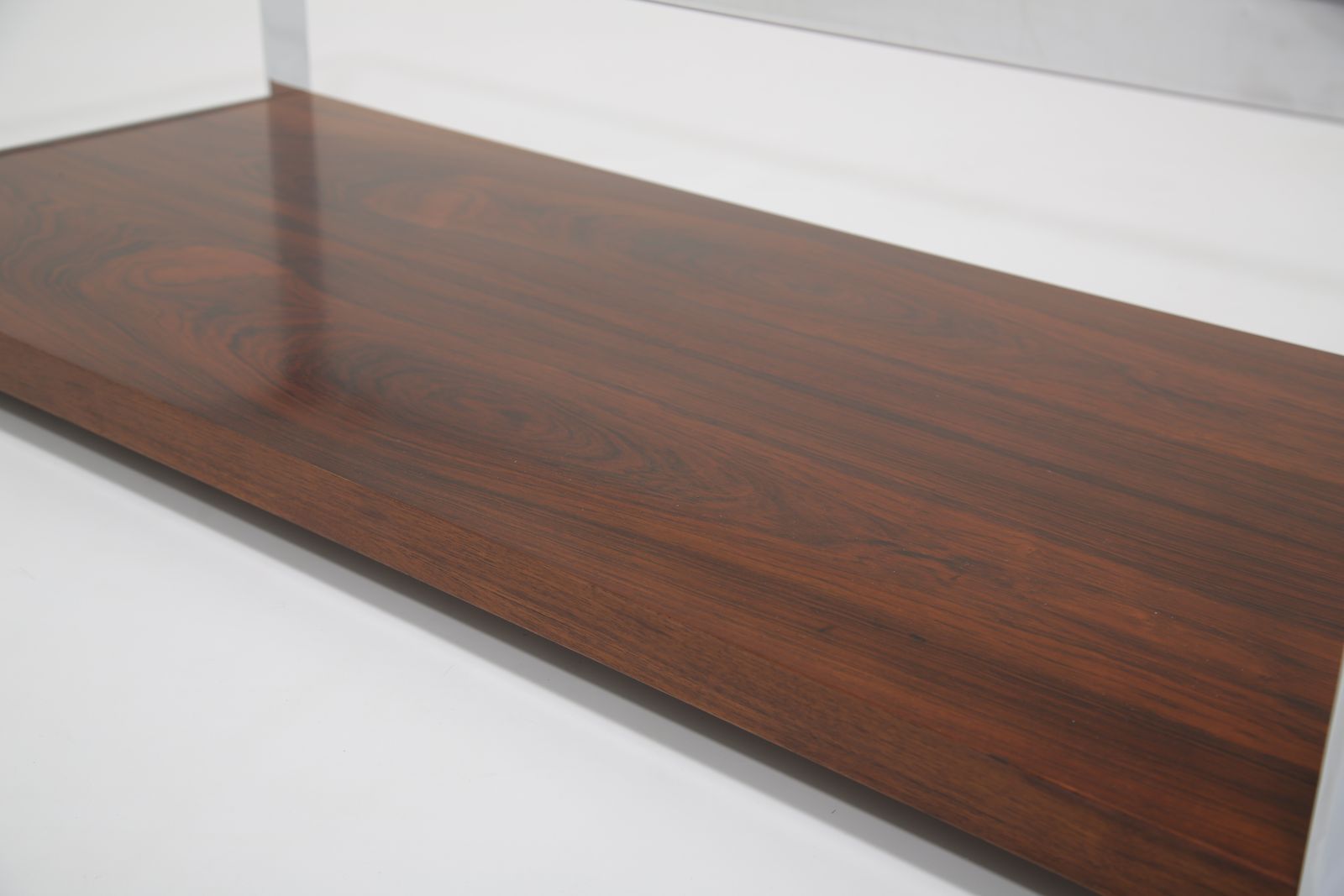 photo furniture Richard Young For Merrow Associates: Architectural Rosewood, Chrome & Glass Coffee Table, Uk, 1960s