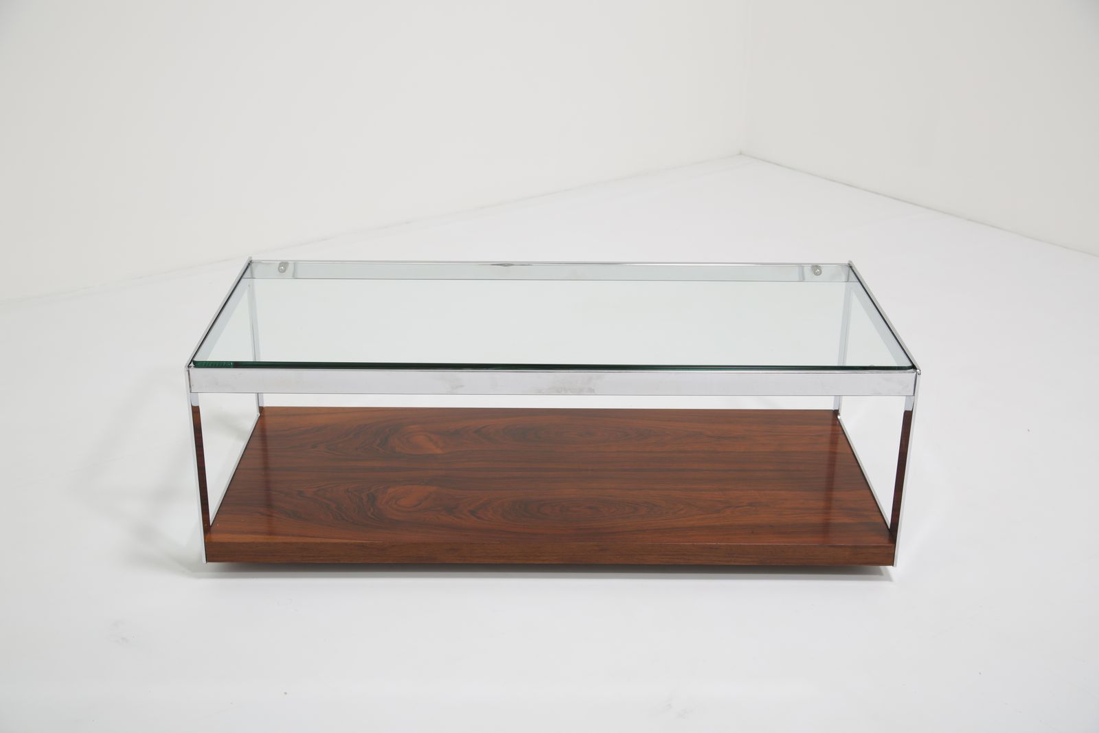 photo for sale Richard Young For Merrow Associates: Architectural Rosewood, Chrome & Glass Coffee Table, Uk, 1960s