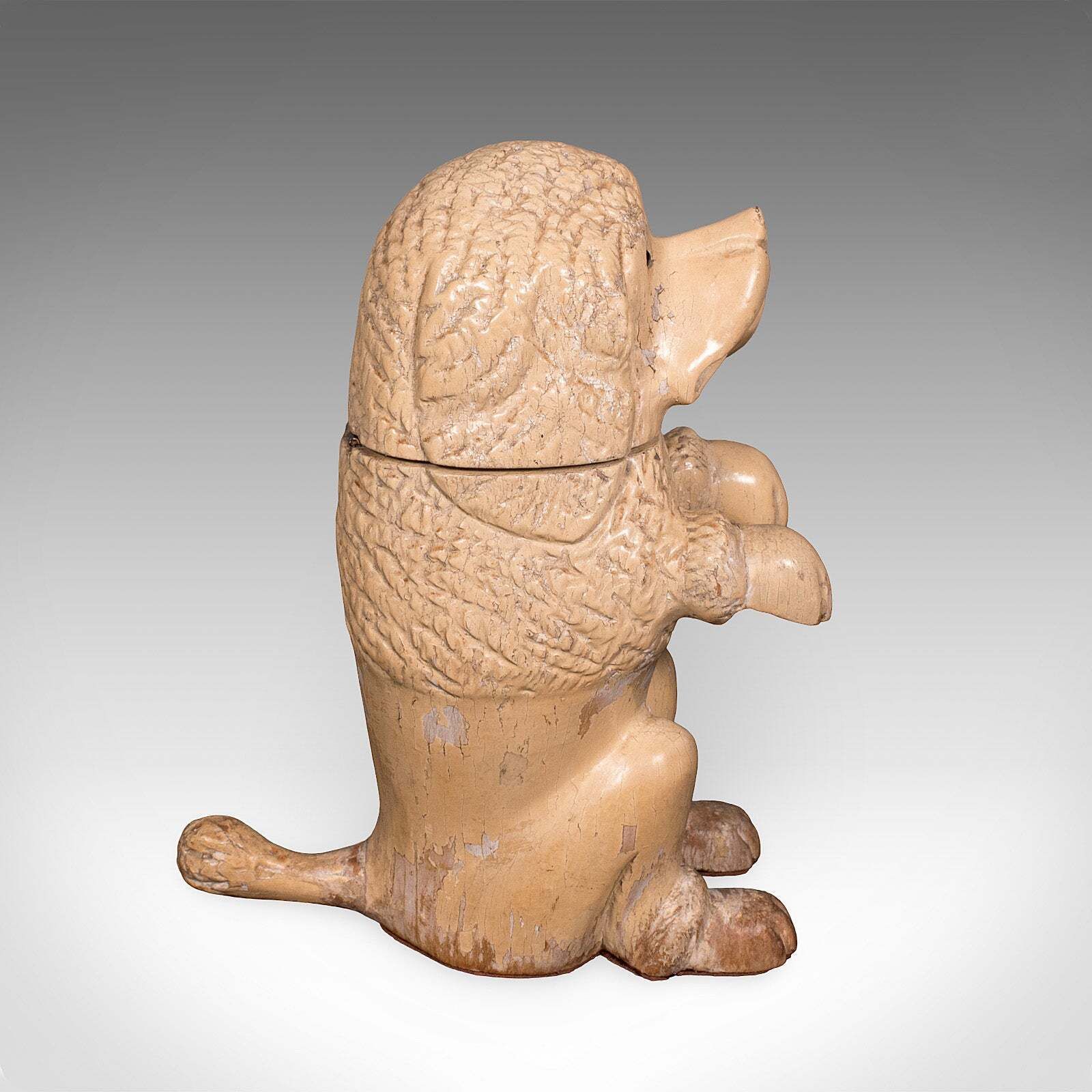 Antique Poodle Tobacco Jar, English, Fruitwood, Dog, Treen, Figural, Edwardian photo Home Decor