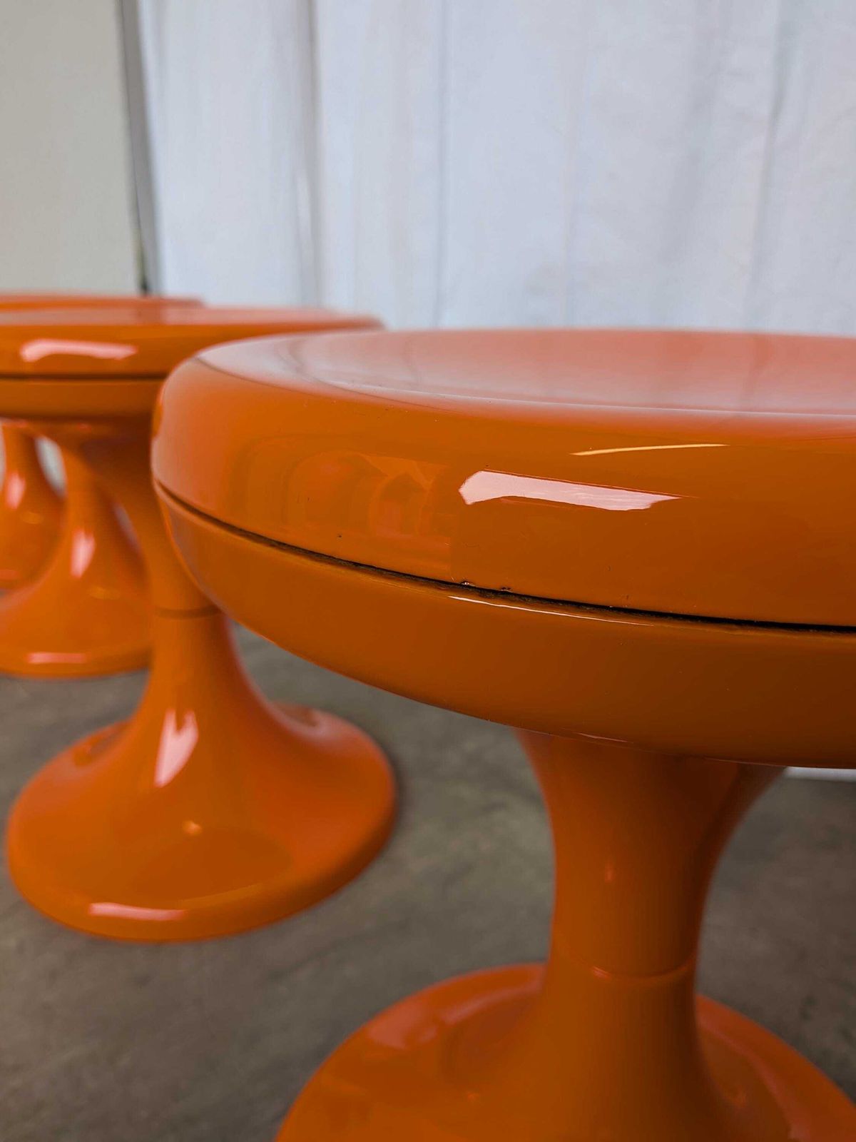 photo buy Set Of 4 Vintage Mushroom Stools, Retro Orange 1960s Space Age Meblo Jurček