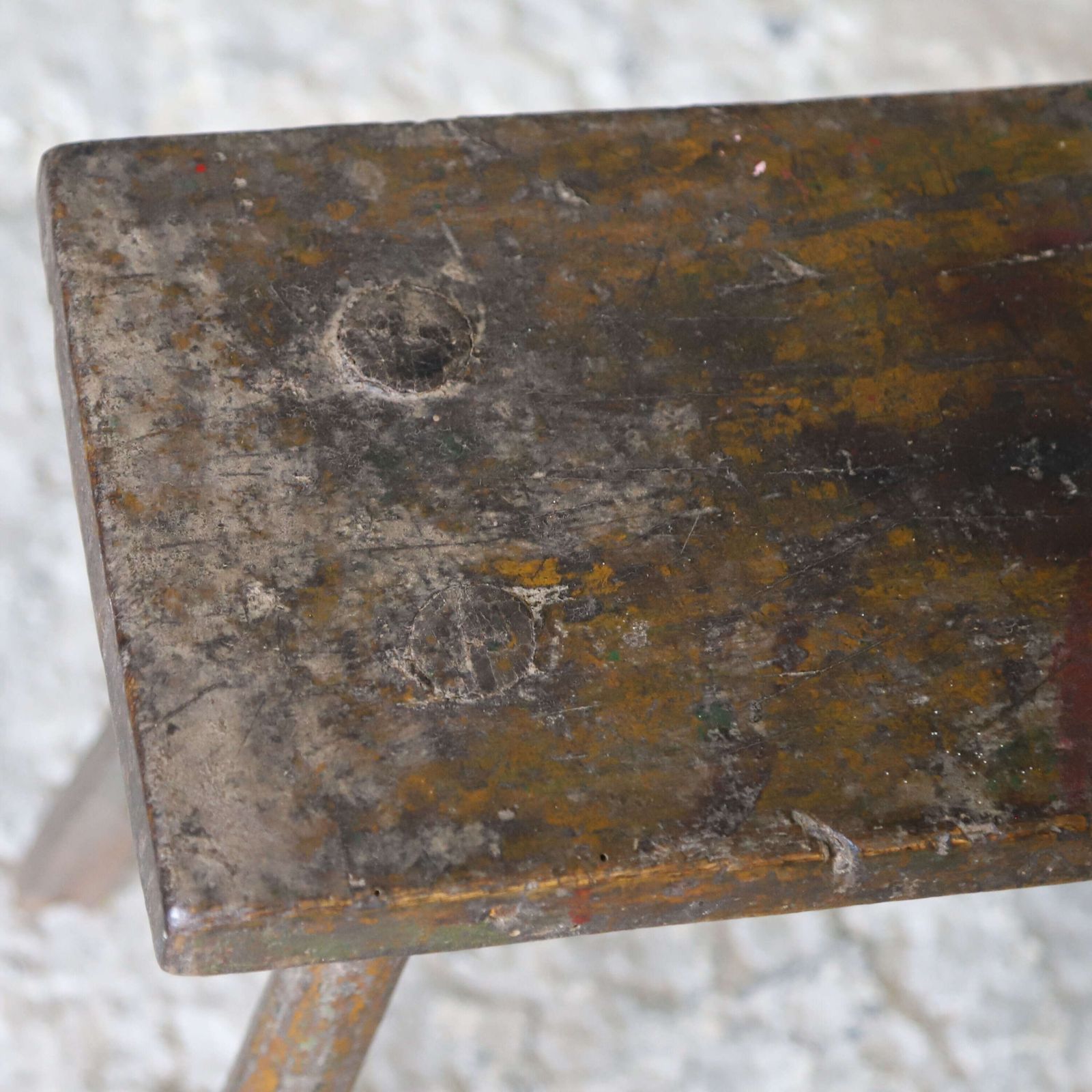 19th Century Eastern European Milking Stool In Original Green Paint photo 275.0