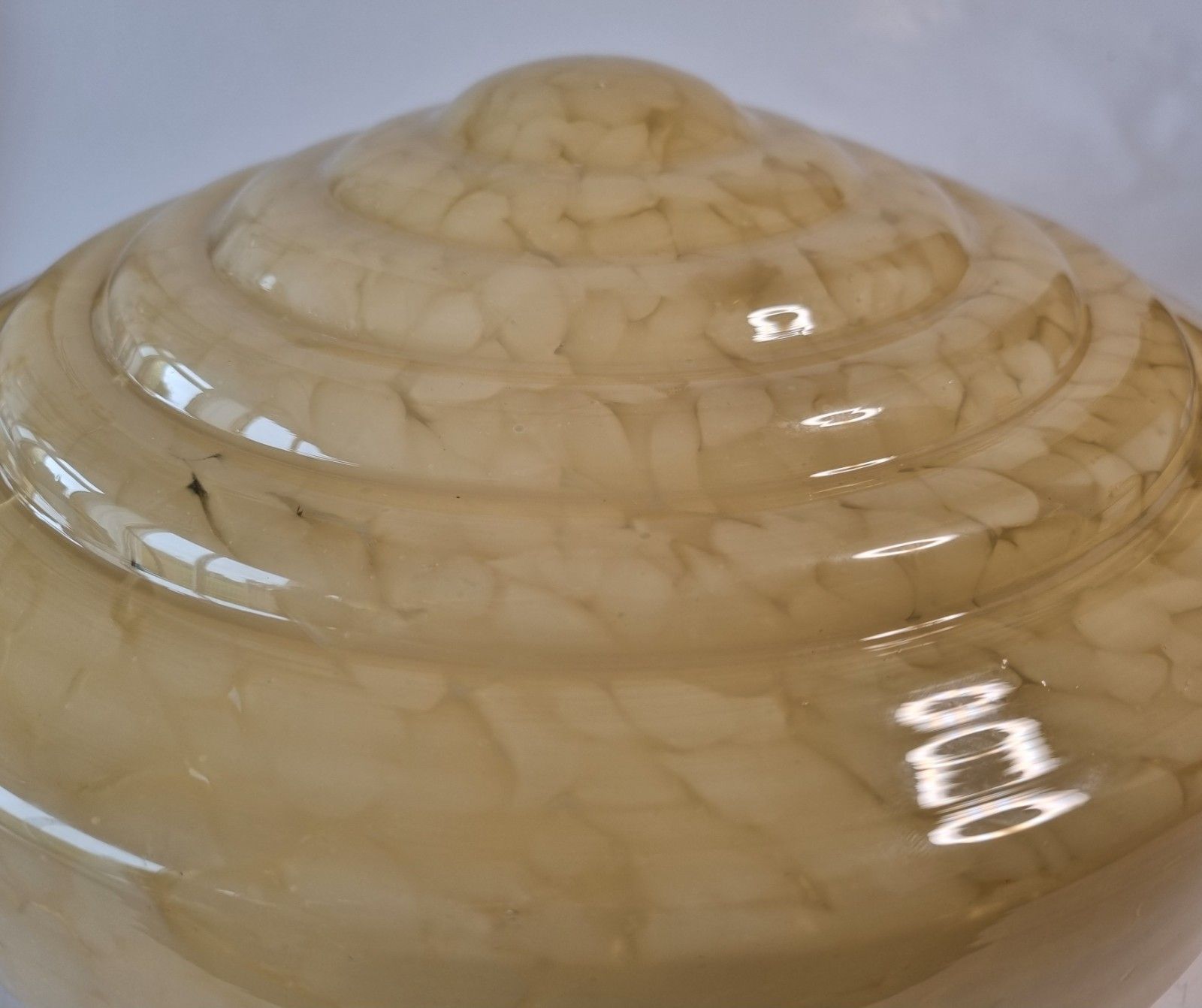 Vintage 1930's Art Deco Stepped Ceiling Fly Catcher Marbled Glass Light Shade photo buy