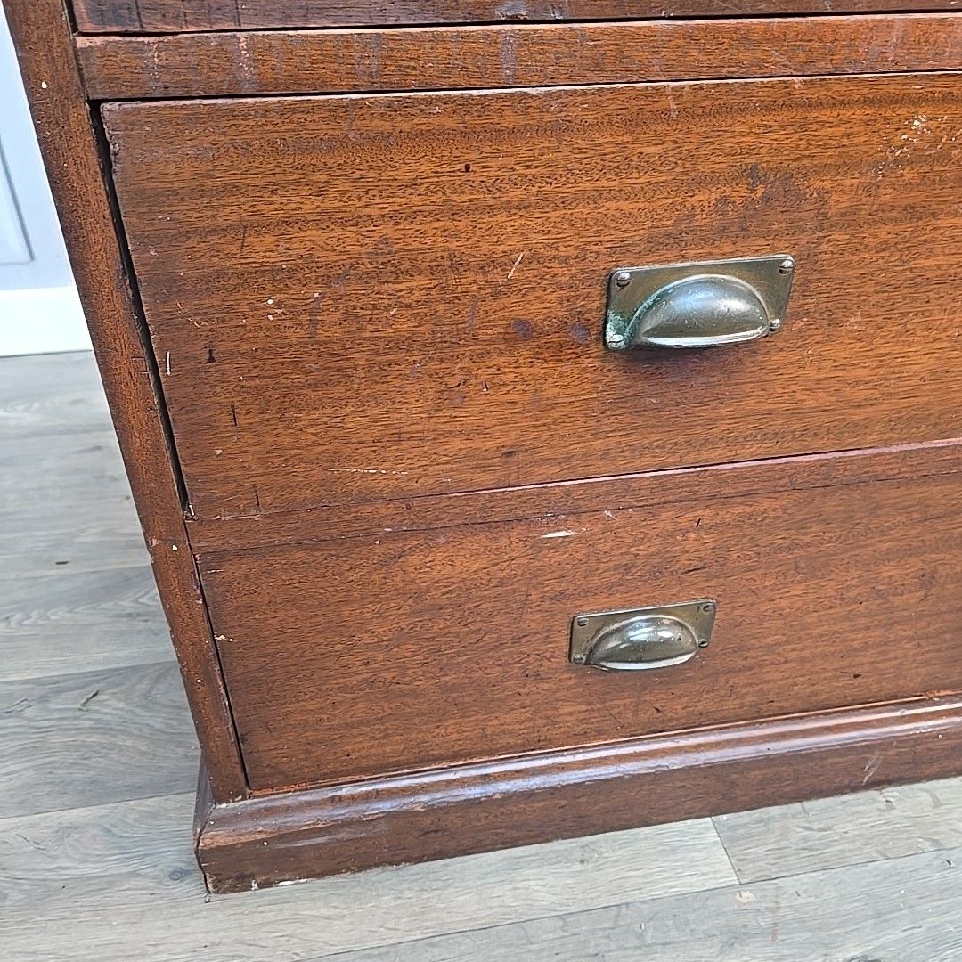 Furniture Antique Filing Cabinet Office Chest Drawers – Brass Vintage Wooden Industrial photo