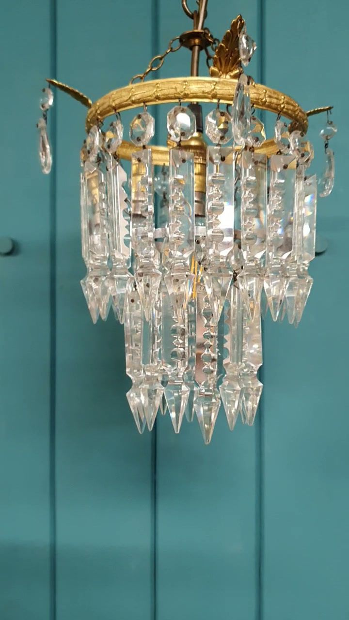 Early 20th Century Small Lustre Chandelier 9" photo for sale