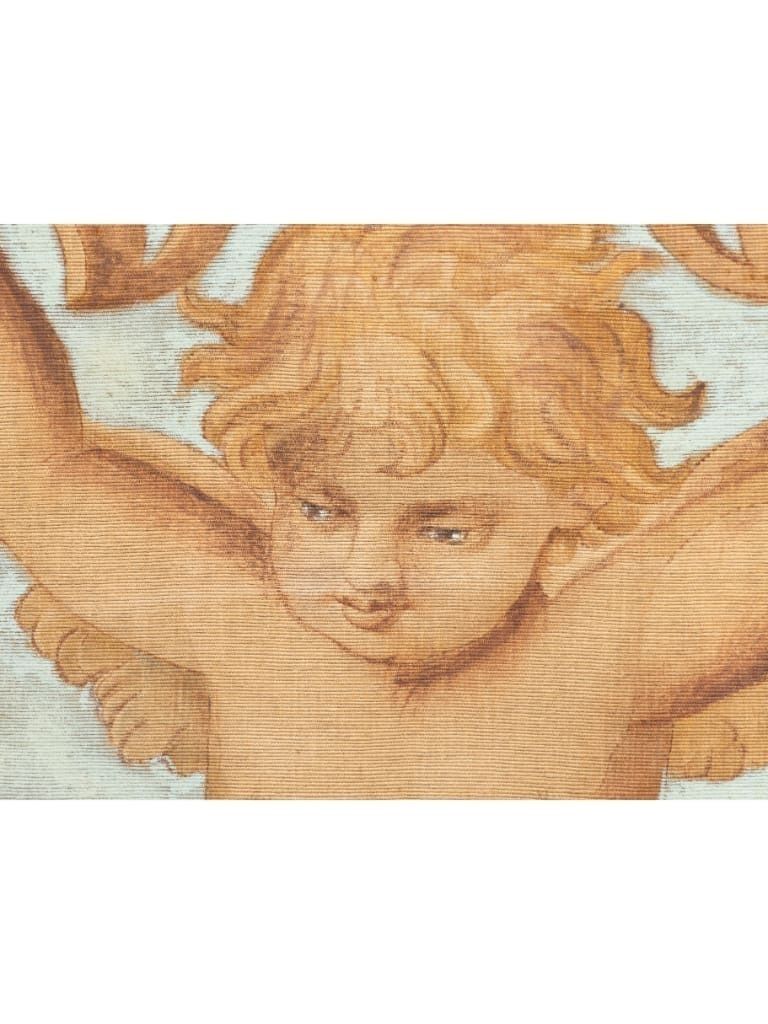 A Monumental Italian Devotional Painted Tapestry, 18th Century photo for sale