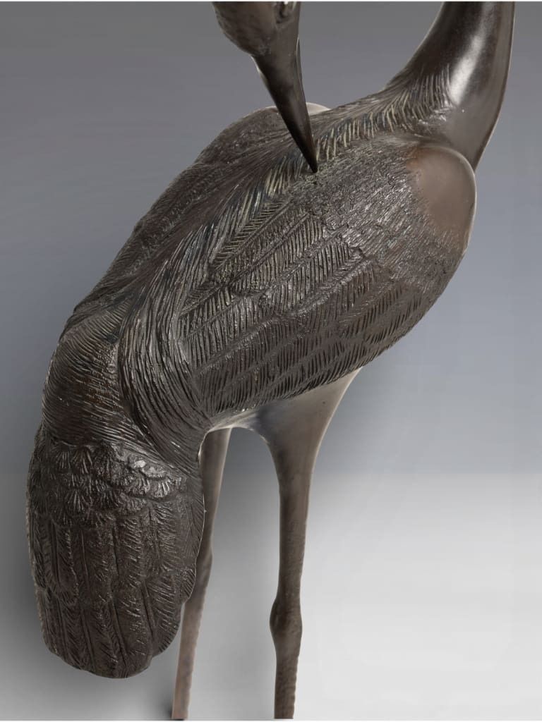 A Pair Of Monumental Japanese Bronze Cranes, Meiji Period (1868–1912) photo furniture