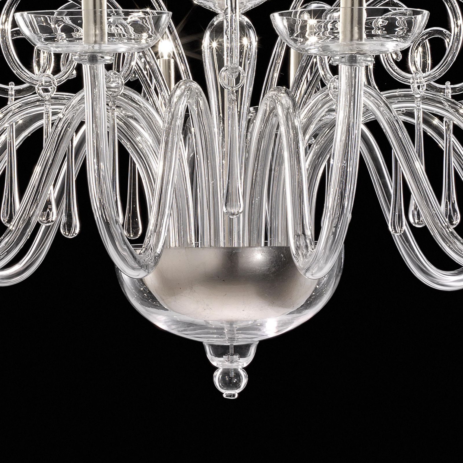 Huge Venetian Elegant Transparent “Curls” Murano Glass Chandelier photo 8591.0