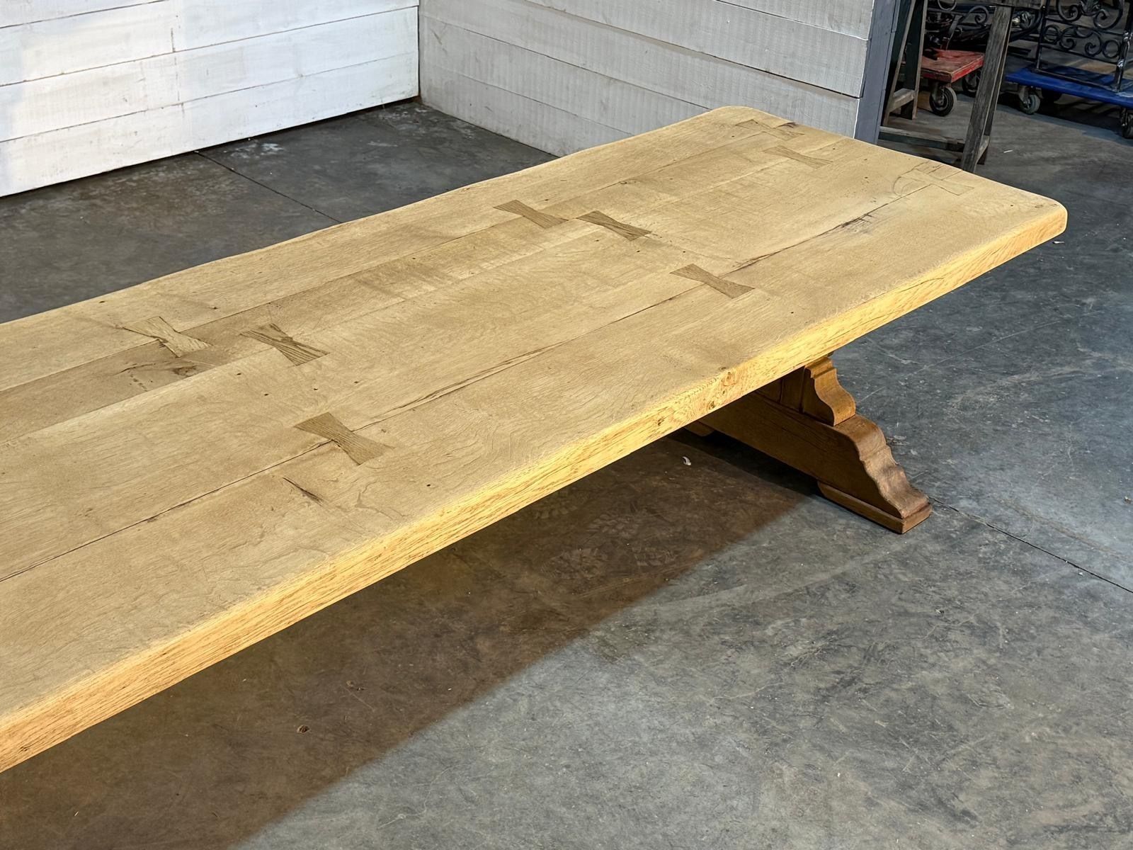 photo furniture Stunning Large French Bleached Oak Farmhouse Dining Table