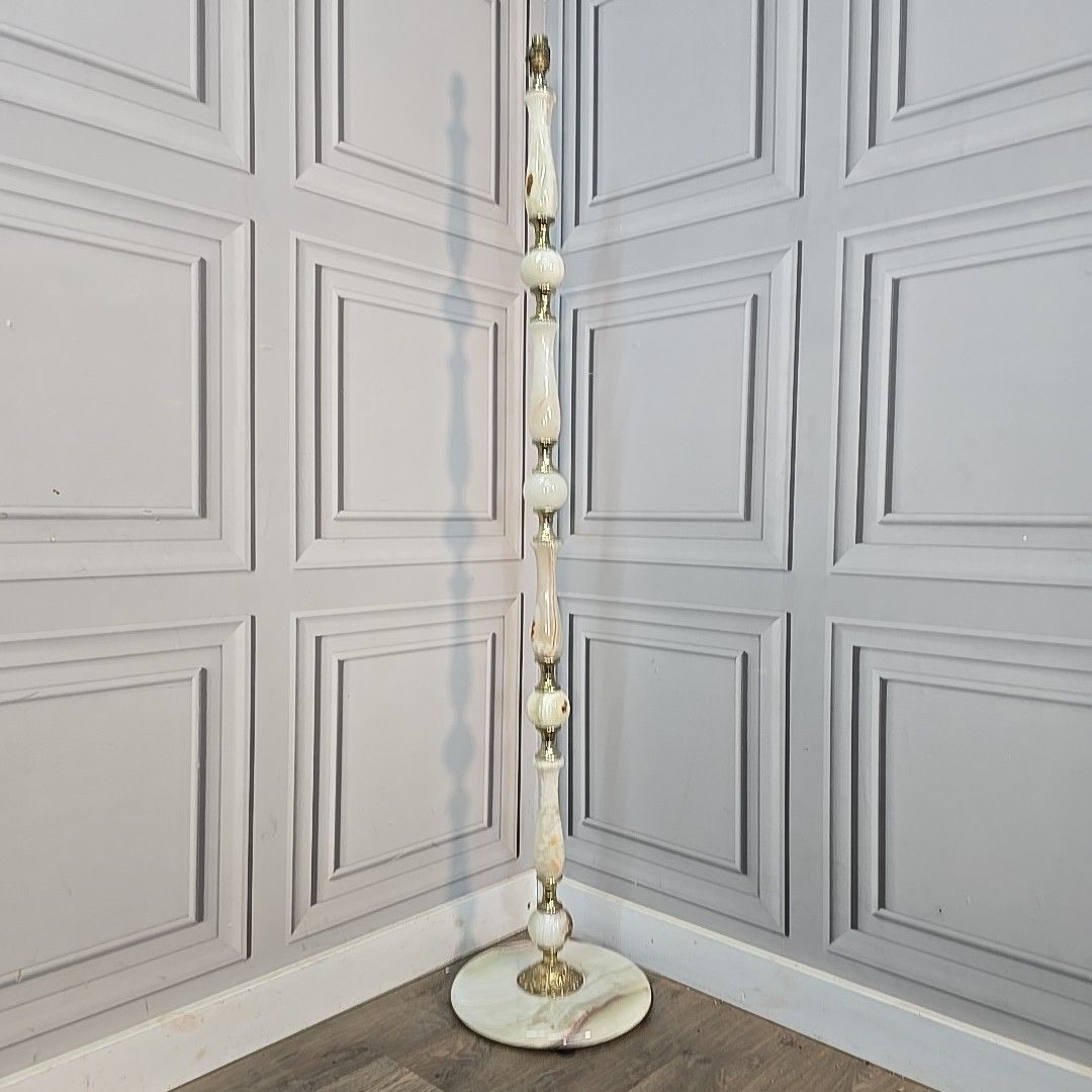 Vintage Onyx Marble Lamp Floor Light Room Standard Lamp Retro For Rewiring photo for sale