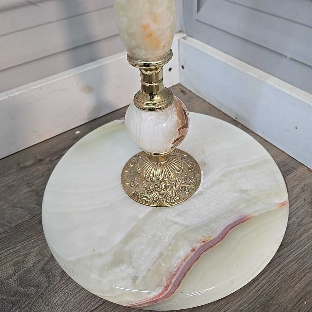 photo for sale Vintage Onyx Marble Lamp Floor Light Room Standard Lamp Retro For Rewiring
