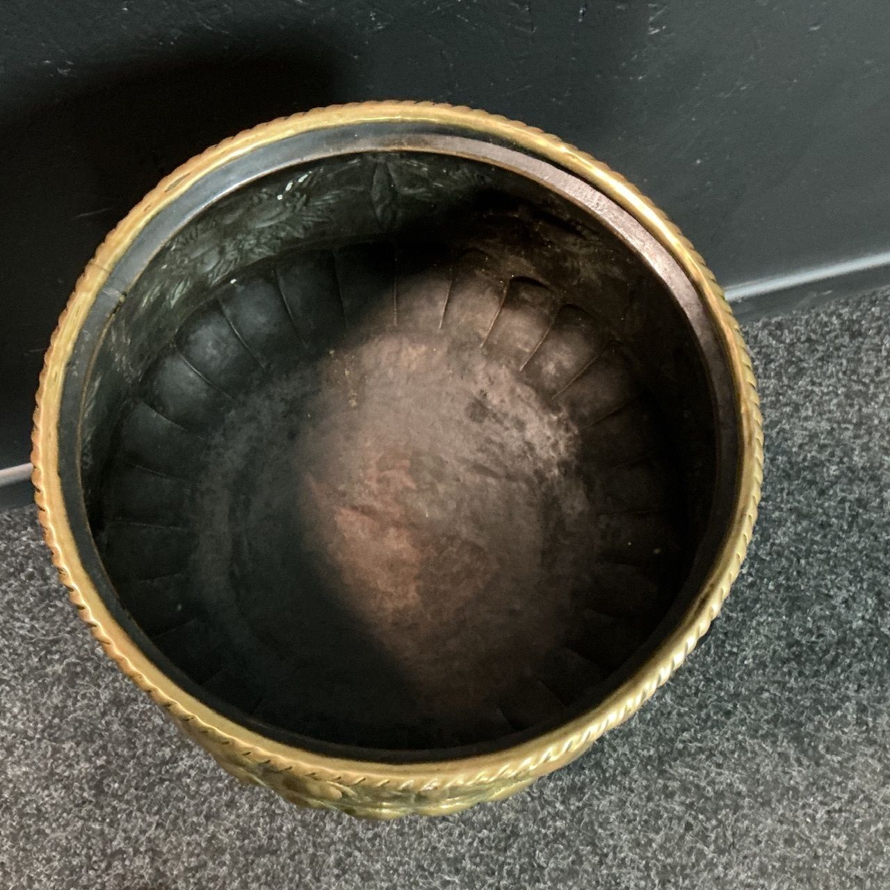 Antique Brass Planter, 1900s photo for sale