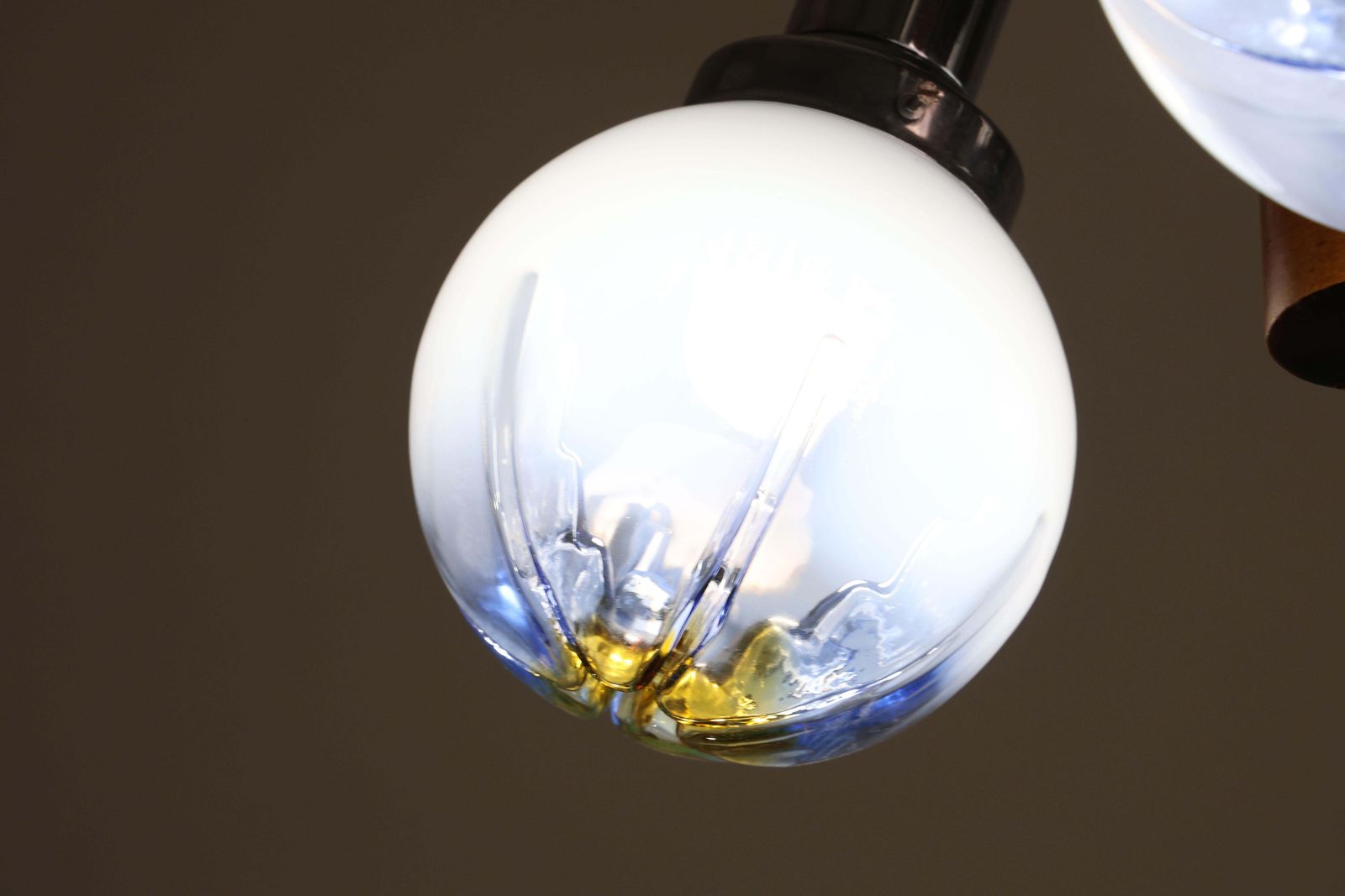 Lighting Italian Midcentury 3 Light Turquoise Blu Murano Glass Chandelier By Mazzega photo
