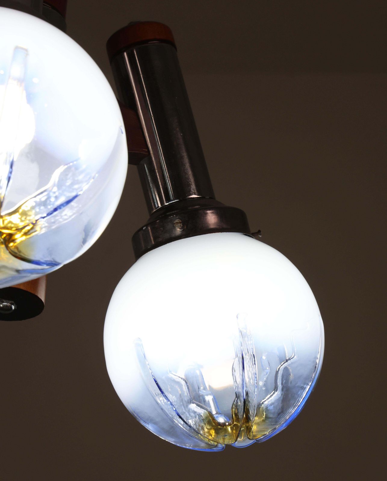 1333.0 Italian Midcentury 3 Light Turquoise Blu Murano Glass Chandelier By Mazzega photo