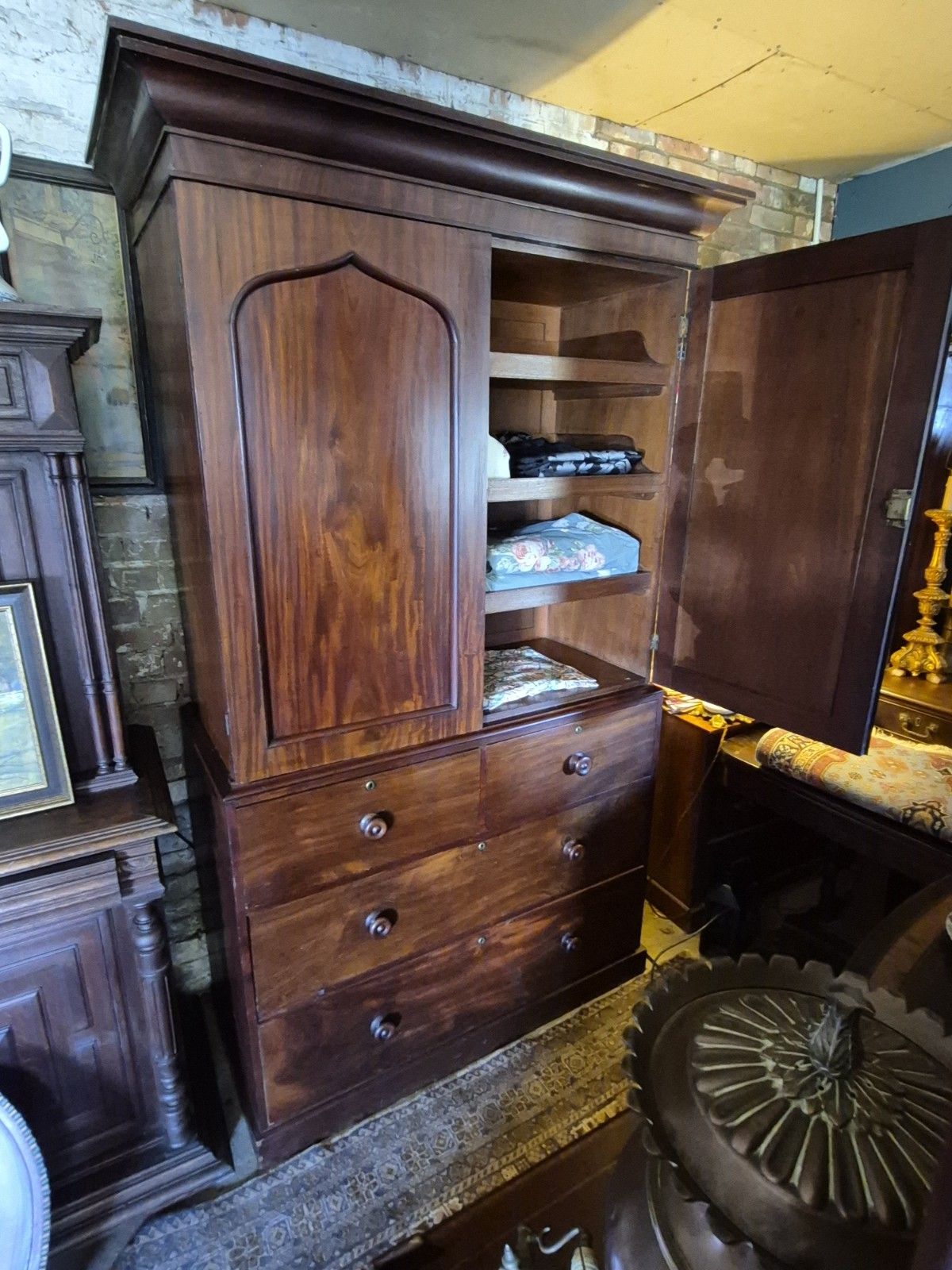 A Glorious Victorian Mahogany Country House Linenpress Larder Sold By Christies photo vintage