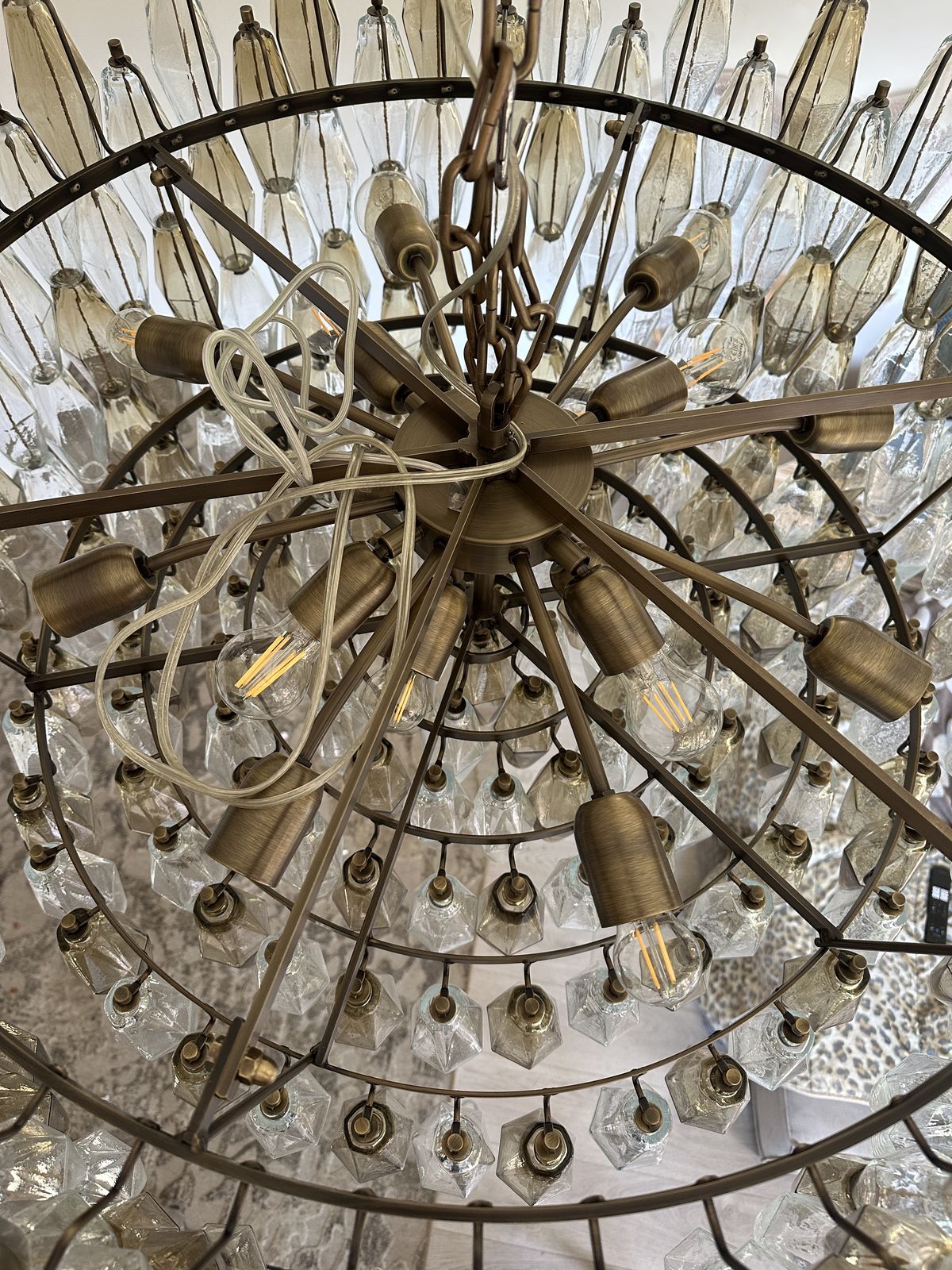 Contemporary Huge "Poliedro" Murano Glass Brunish Chandelier In Venini Style By Simoeng photo 15353.0