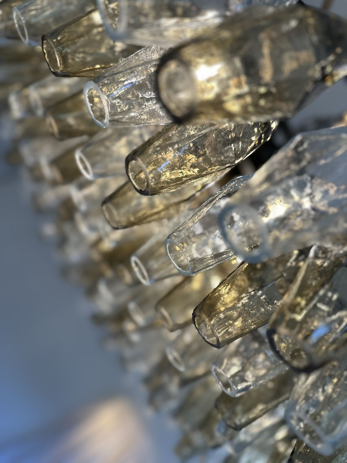 Contemporary Huge "Poliedro" Murano Glass Brunish Chandelier In Venini Style By Simoeng photo buy