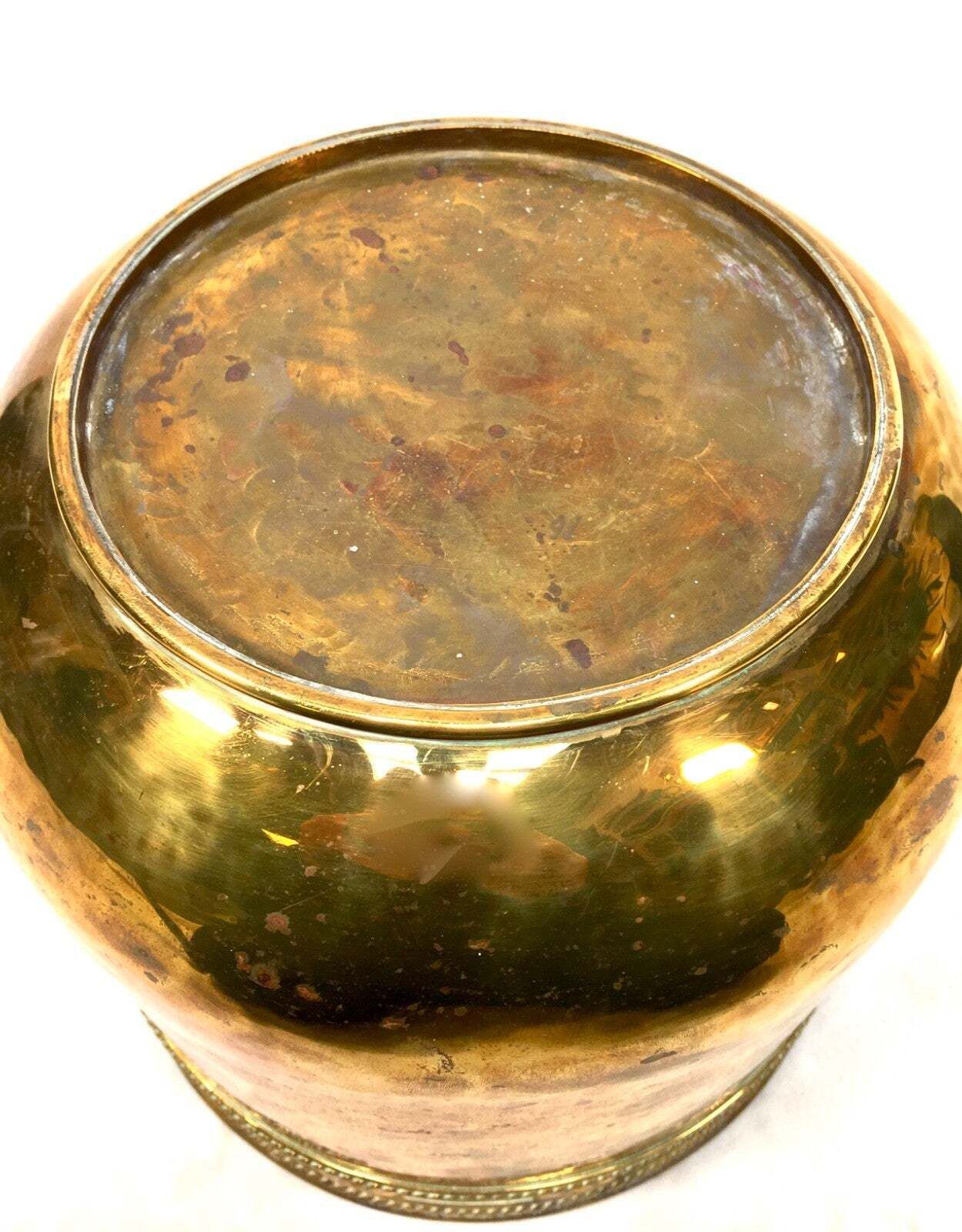 Antique Metal Brass Planter / Indoor Plant Pot / Art Nouveau Cache Pot C.1900 photo vinterior