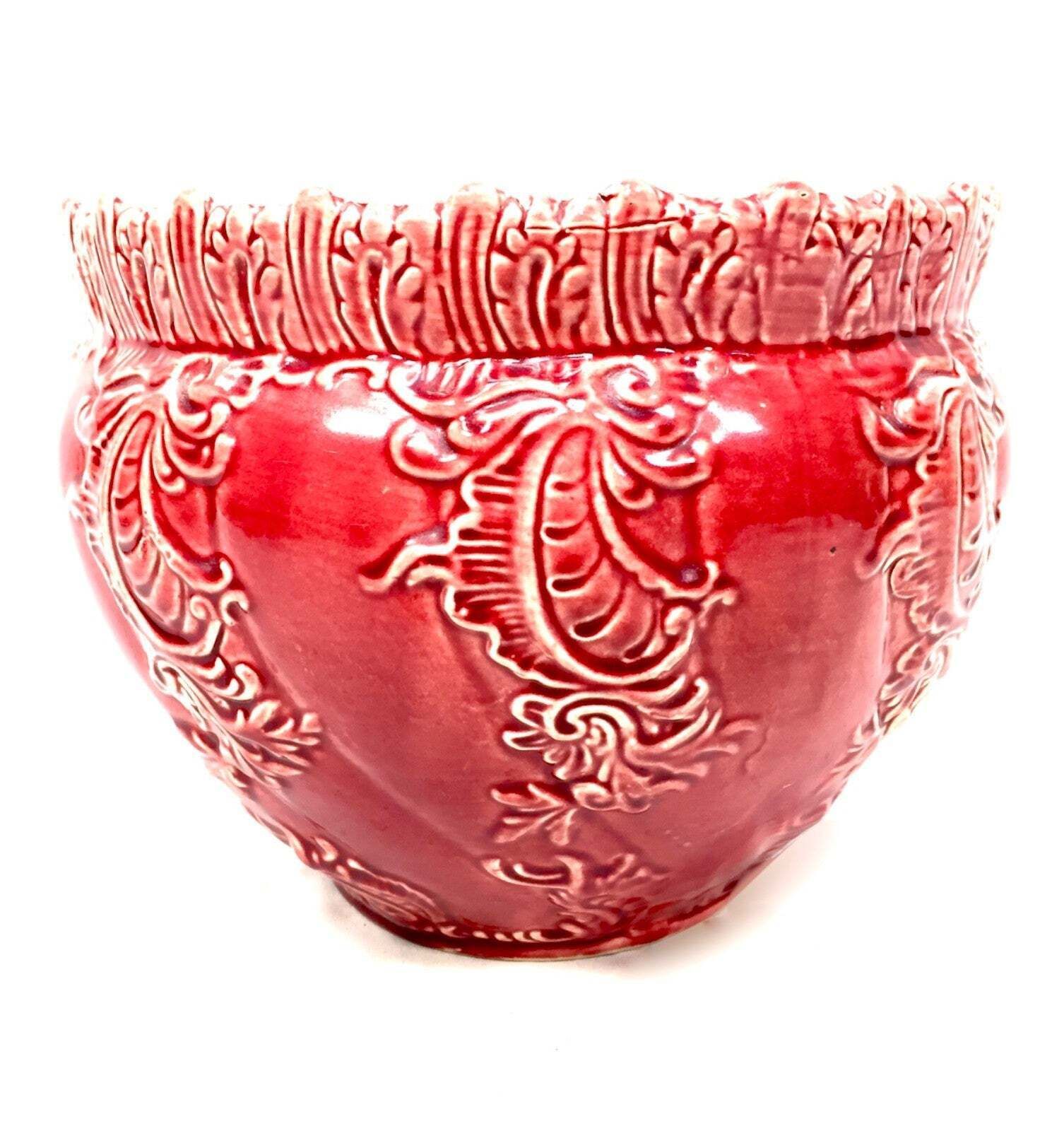Antique Pottery Pink Majolica Jardiniere Planter Indoor Plant Pot 'Albert' photo furniture