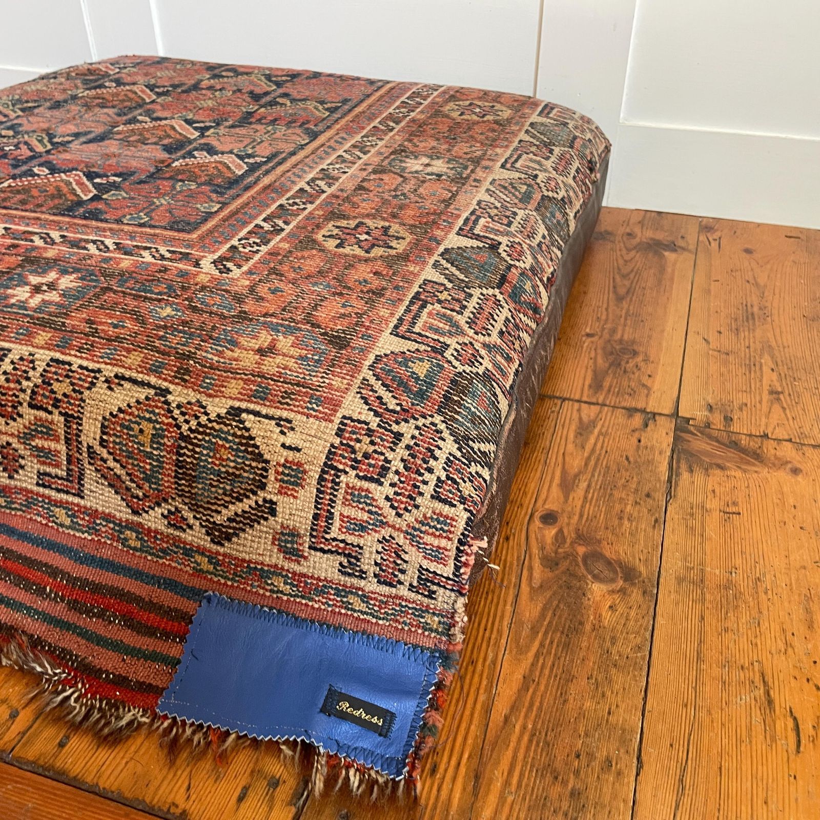 Large Kilim Floor Cushion Leather Base Boho Ottoman Pillow Pouffe Moroccan Hand Woven Handmade Living Room Decorative Accent photo buy