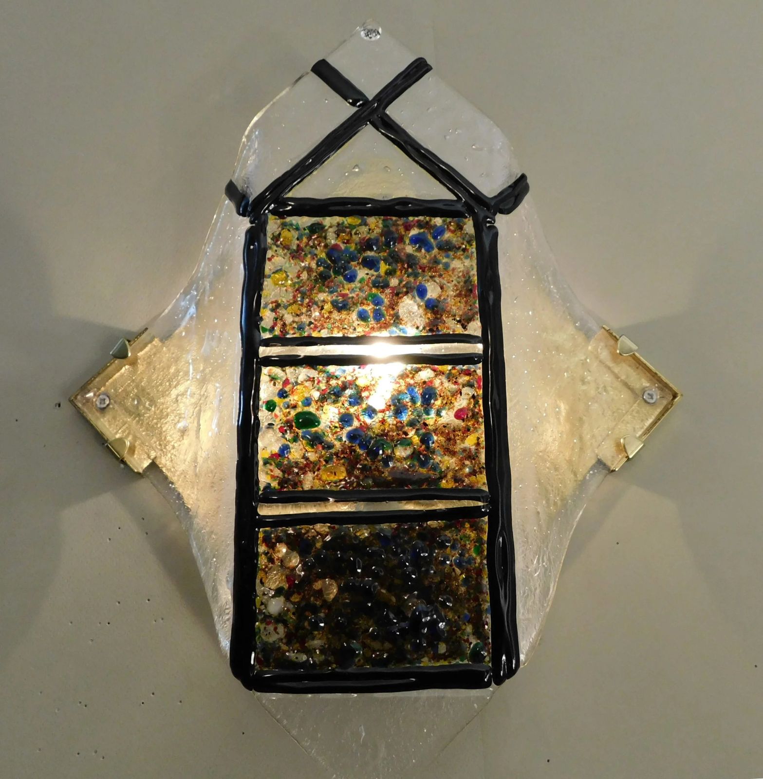 Pair Of "Rombo" Brutalist Murano Sconces photo furniture