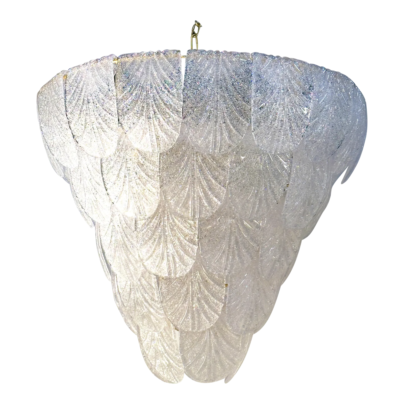 Italian White Graniglia “Petals” Murano Glass Chandelier