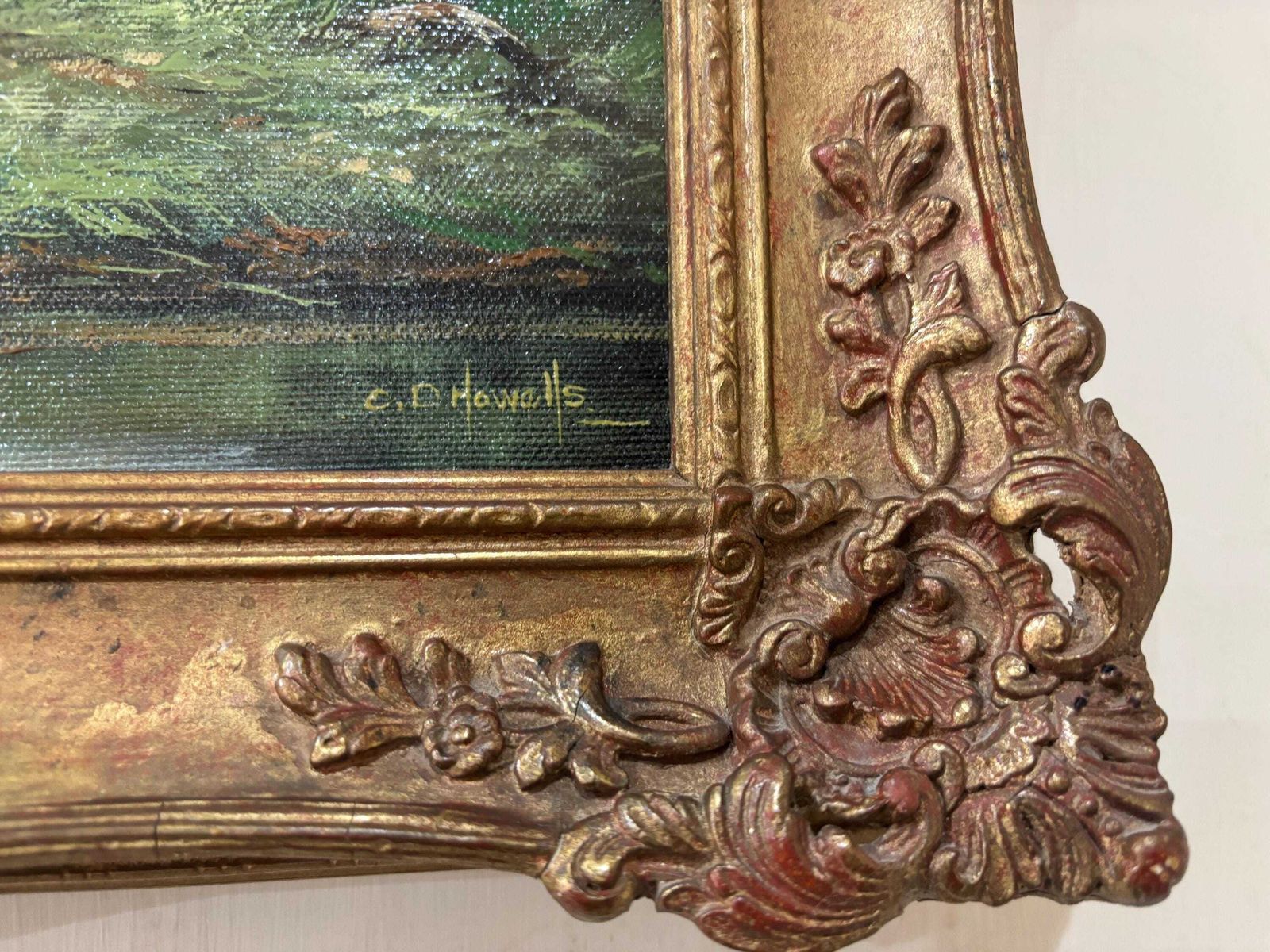 Chris D Howells Original Oil On Canvas " Children Playing" Ornate Gilt Frame photo 410.0