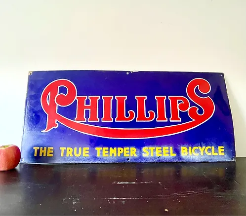 Vintage Enamel Sign   Phillips Bicycle Advertising photo Home Decor
