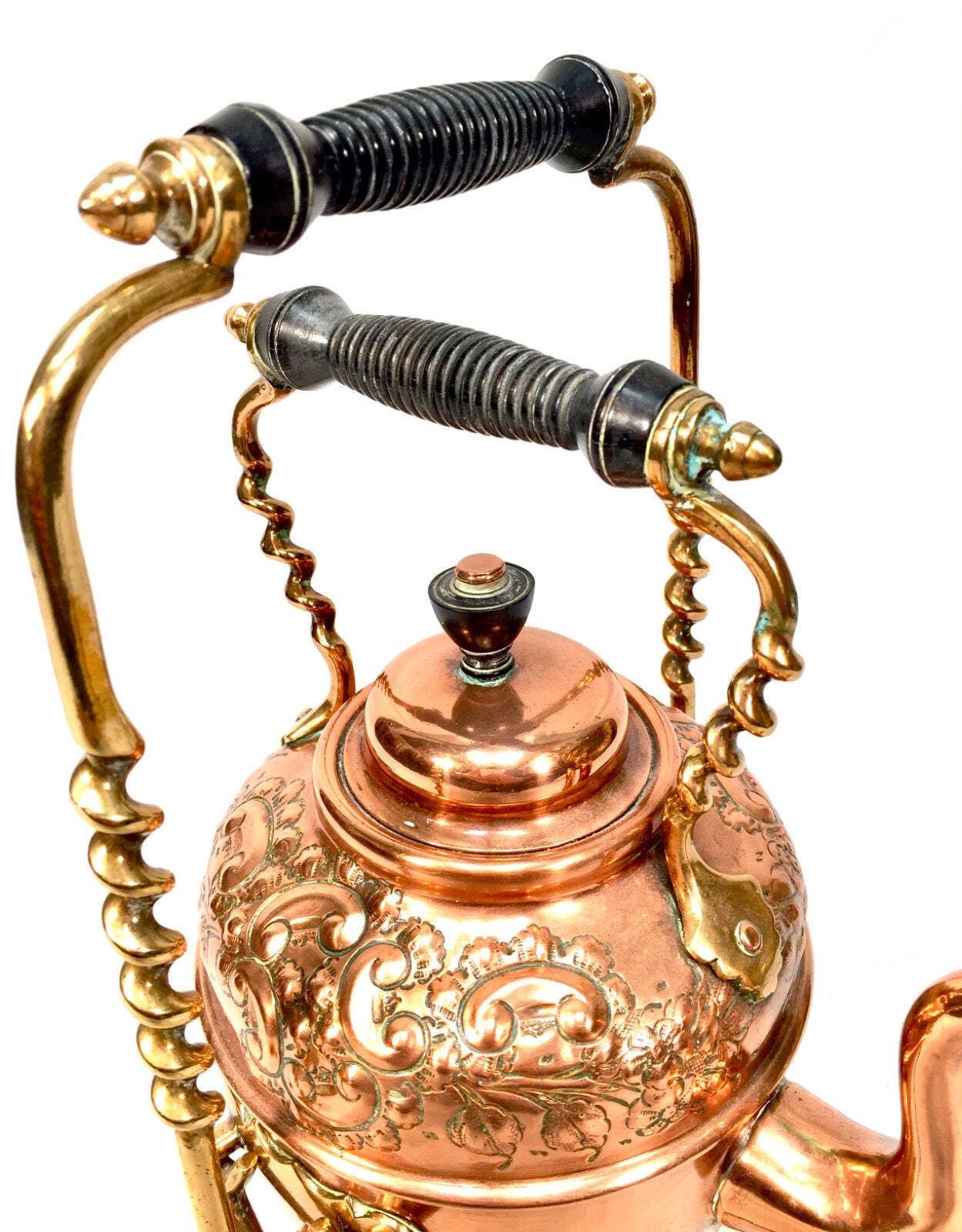 Antique Victorian Metal Copper & Brass Spirit Kettle Pot With Matching Stand photo 159.0