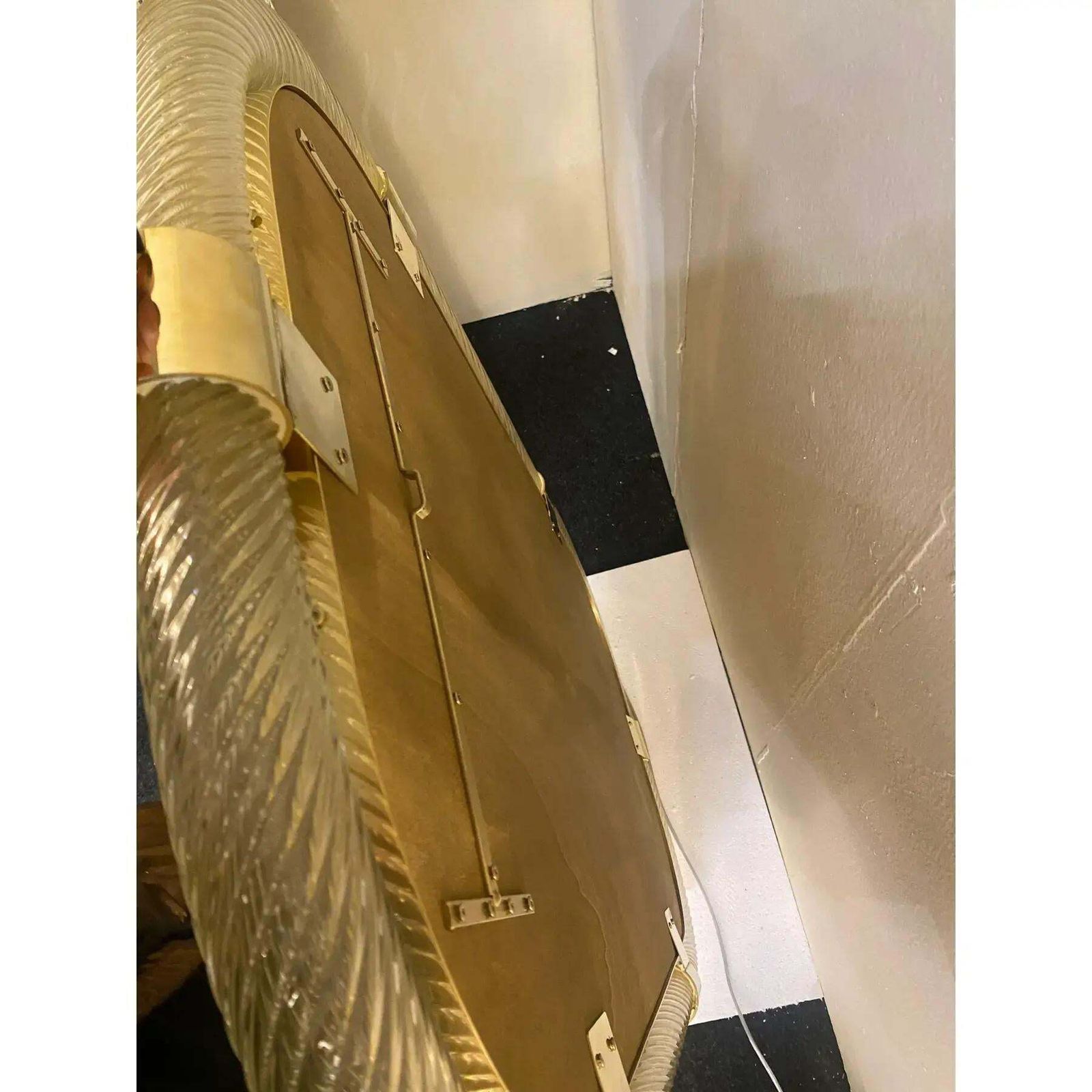 Pair Of Gold Leaf Murano Glass Wall Mirrors, Italian “Torciglione” Design. photo vintage