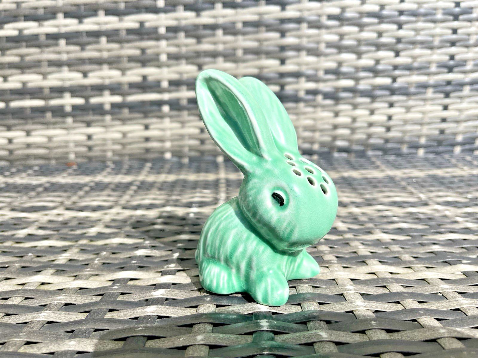 Rare Green Art Deco Pomander Pot Pourri Snub Nosed Bunny Rabbit Sylvac 990 ? photo 85.0