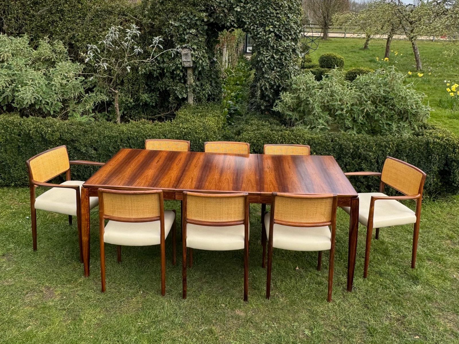 Mid Century Modern Danish Rosewood Dining Table And Eight Rosewood Chairs By Niels Otto Moller 1960 photo for sale