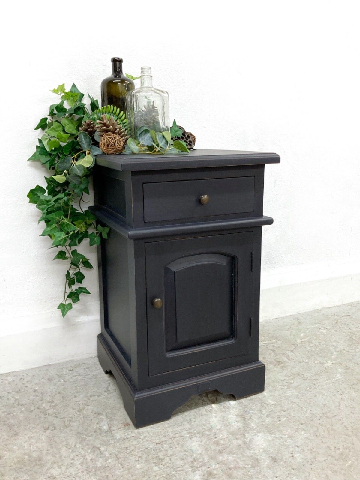 Bedside Table. Nightstand. Black Lamp Table. Bedroom Furniture. photo for sale