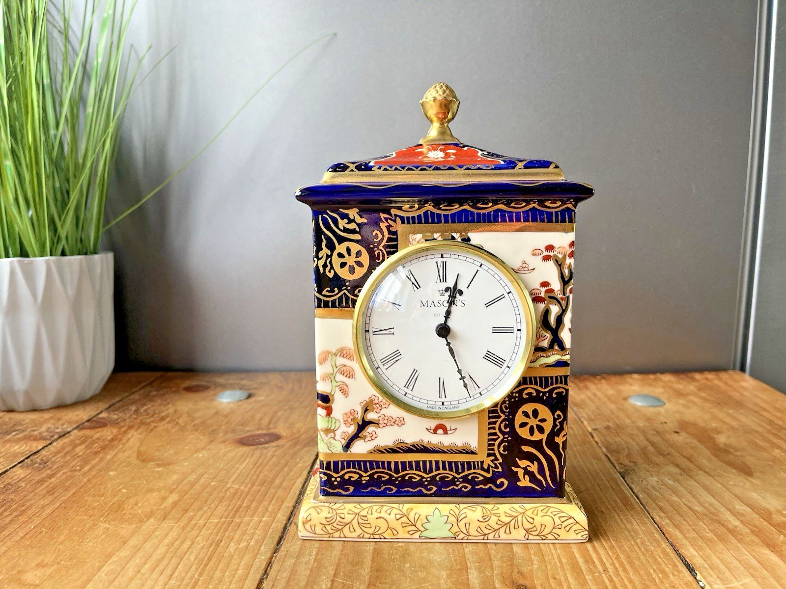 Fully Working Masons Ironstone Double Landscape Gilded Carriage Mantel Clock