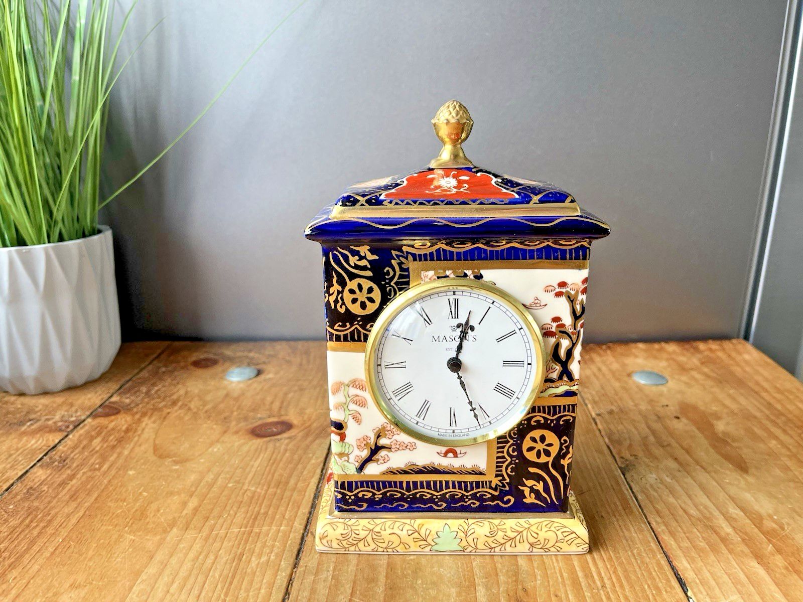 Fully Working Masons Ironstone Double Landscape Gilded Carriage Mantel Clock photo furniture