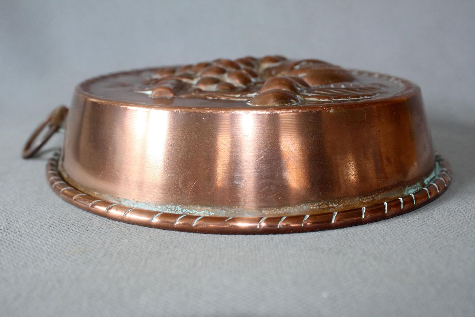 photo buy Large Antique French Copper Mold With Grapevine Embossed Motif And Cherries, Cake Pan Mold Country Kitchen Decoration Decor (20.5 Cm)