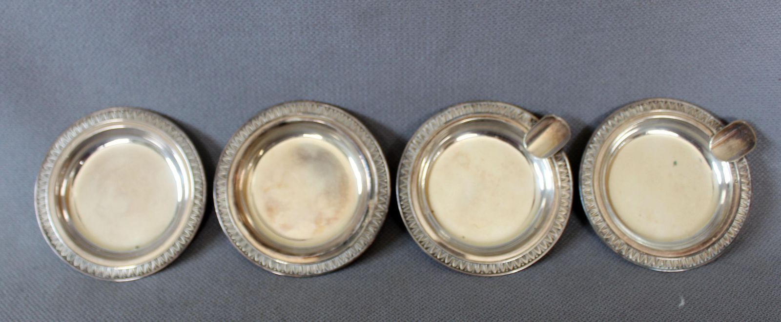 89.0 Set Of 4 Small Vintage Silver Plate Tray And Ashtray, One Sturbelle, 3 Sivar Delheid Brussels Belgium, High Quality No 1, Louis XVI Design photo